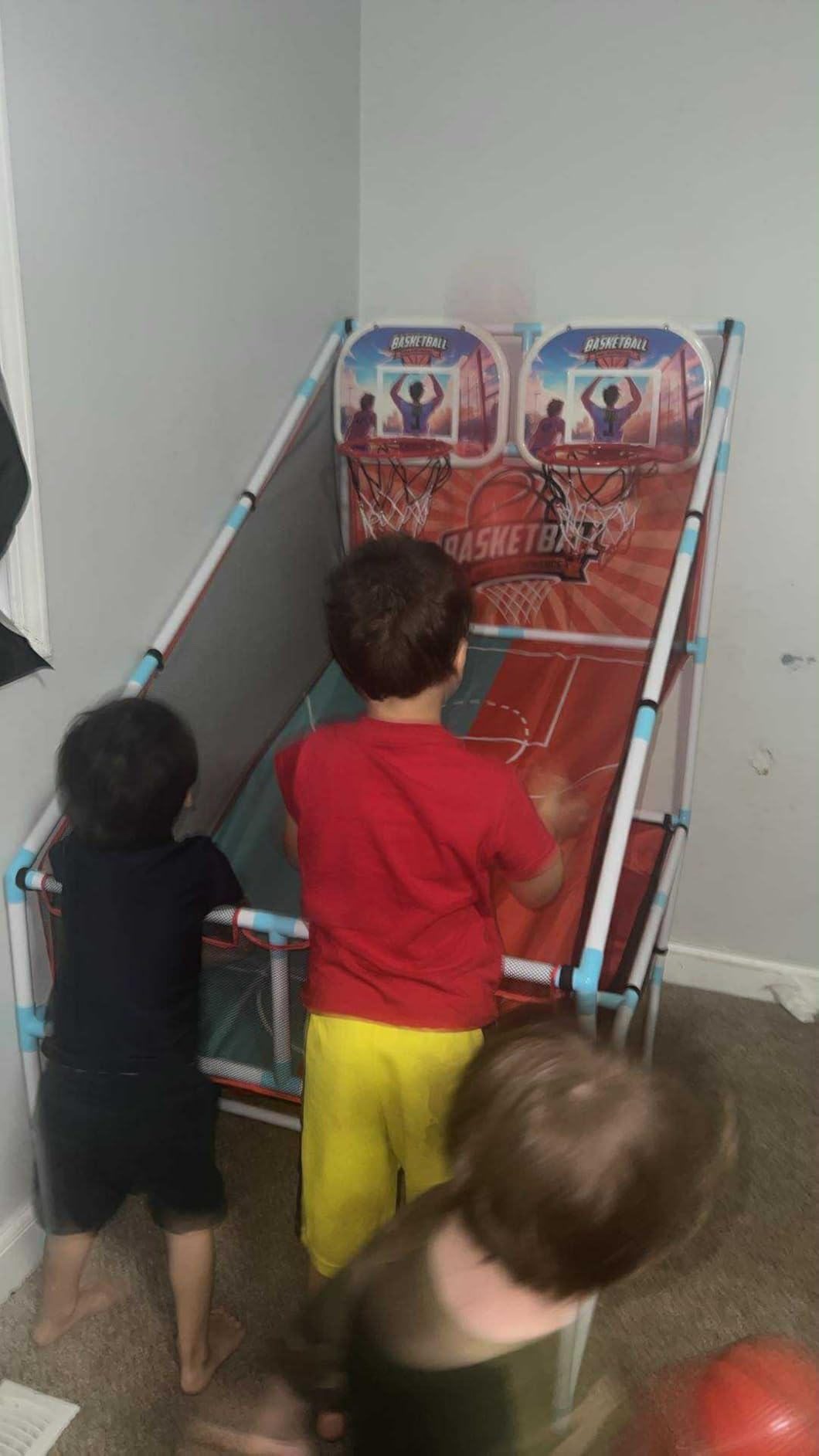 2-Player Arcade Basketball Game Set,Upgraded Indoor Hoop with LED Light Electronic Scoreboard 4 Balls,Carnival Games Sports Toys Kids 3-10 for Home Party Backyard Outdoor Boys Girls Toddlers Gifts customer photo 1