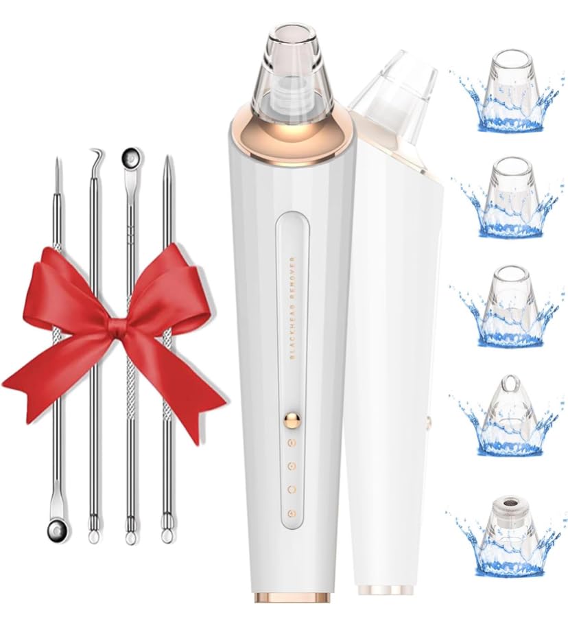 Blackhead Remover Pore Vacuum, Upgraded USB Rechargeable Facial Pore Cleaner Blackhead Removal Kit with 3 Suction Power,5 Probes Black Head Extractions Tool for Women & Men (Snowy) customer photo 2