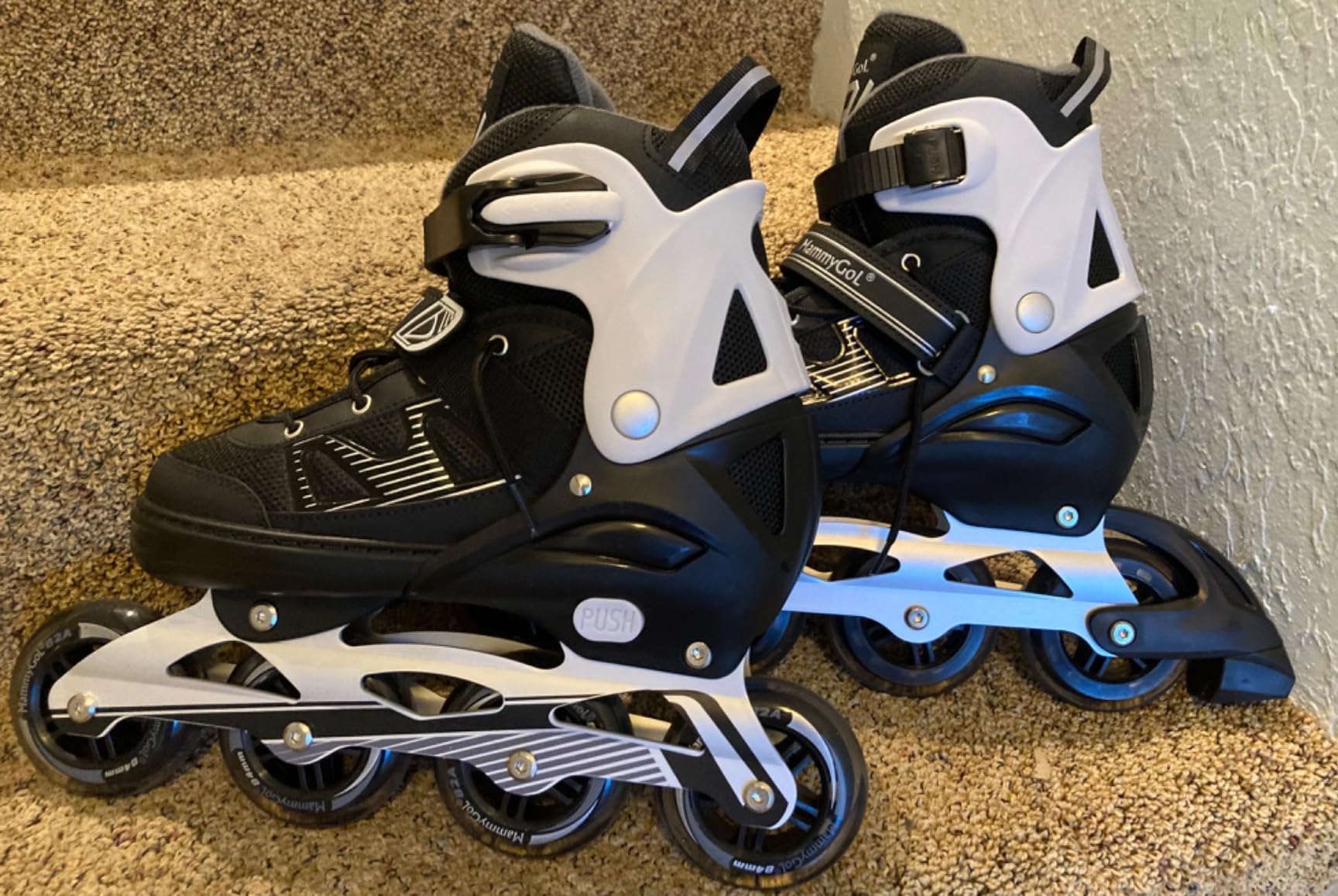 MammyGol Adult Inline Skates for Men Women, Blades Roller with Carbon Steel Bearings, TPR Brake, 3D Mesh, EVA Lining, PVC Upper | Adjustable Size Better Fit for Beginner Skating customer photo 2