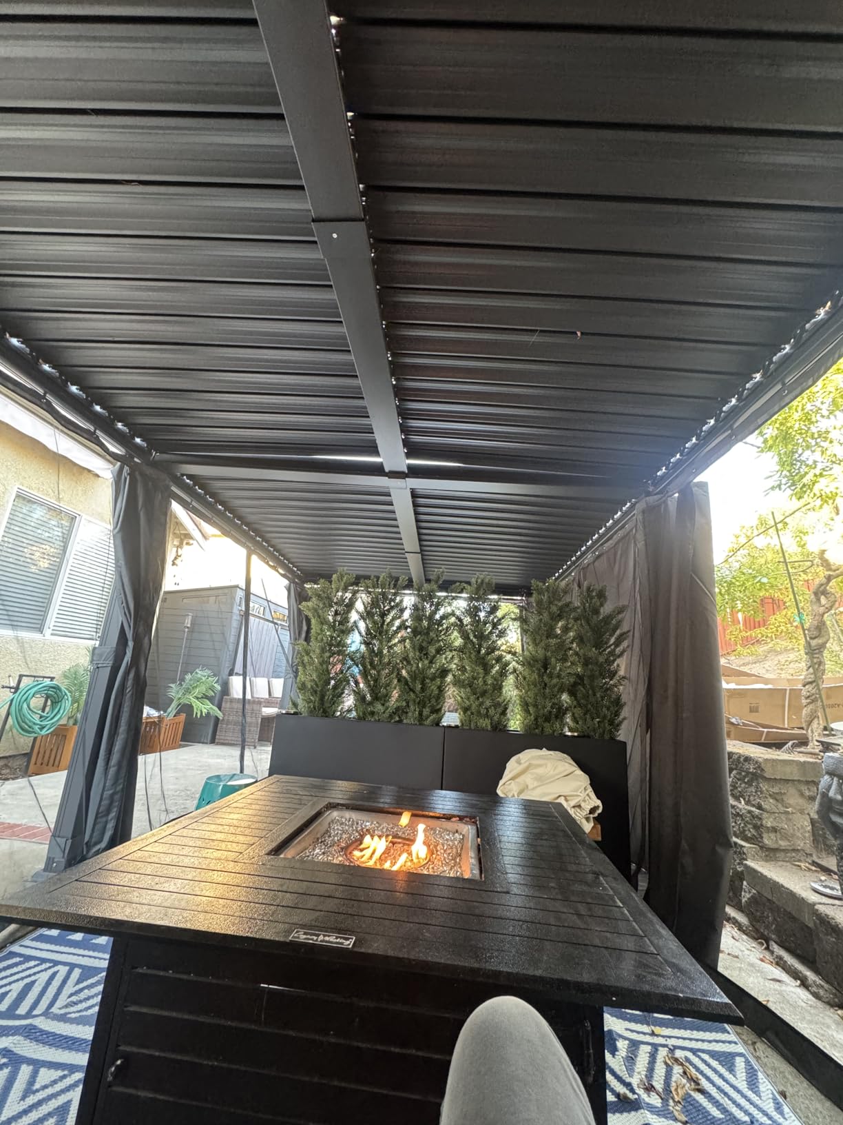 Airwire 10x12 FT Louvered Pergola with Curtains & Netting Gray customer photo 2