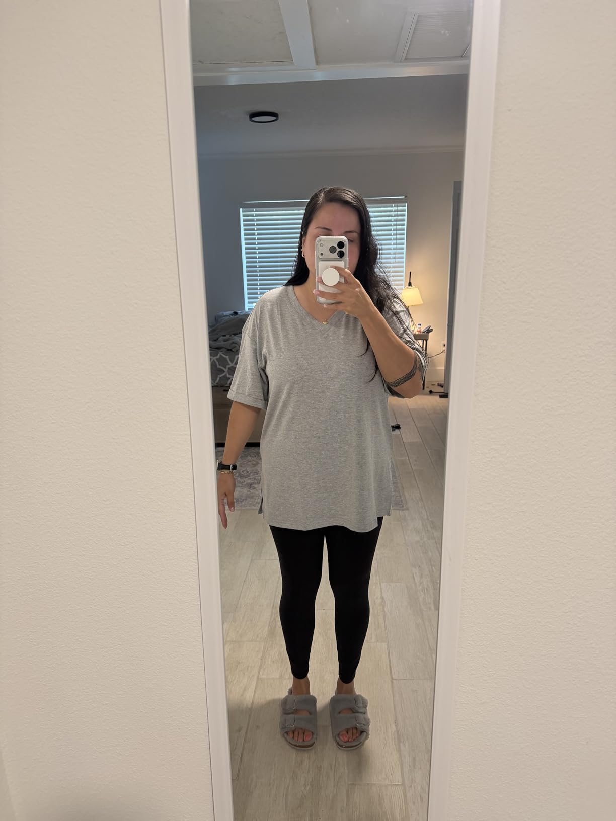 Trendy Queen Plus Size Oversized V Neck Tshirt Tops Workout Wear customer photo 2