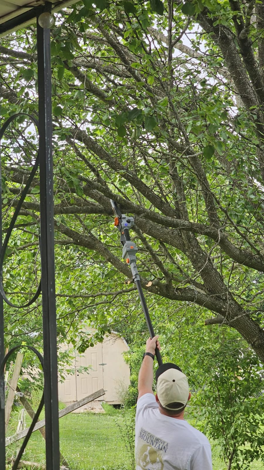 TaskStar 2-in-1 Pole Saw for Tree Trimming, 8-Inch Cordless Brushless Chainsaw with Adjustable Extension Pole, 2×4.0Ah Rechargeable Batteries & Charger, Auto Oiling, 15 Ft Max Reach customer photo 1