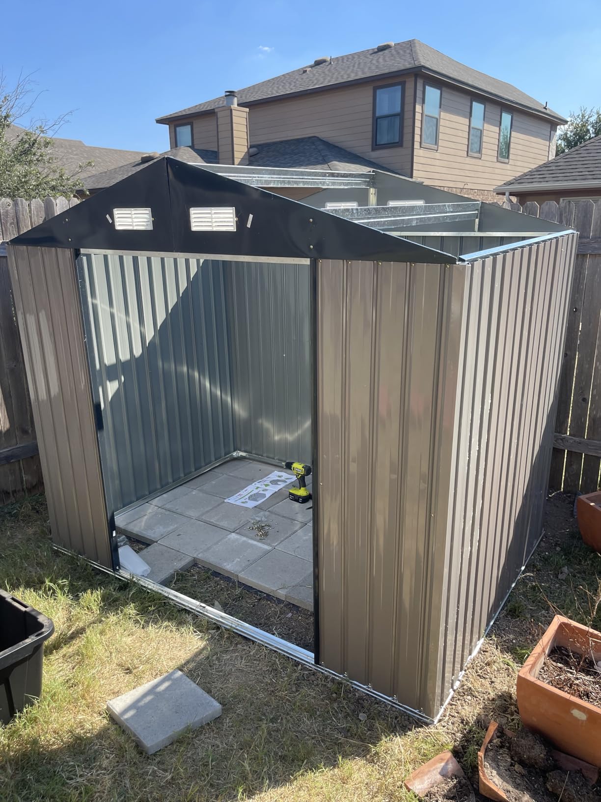 Aoxun 7.3'x5.3' Shed with Floor Galvanized Steel Outdoor Storage Shed Brown customer photo 1