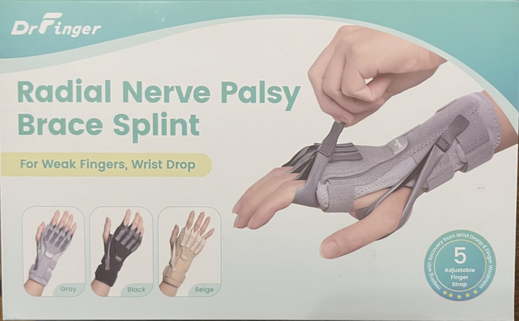 Radial Nerve Palsy Splint Brace for Wrist drop, 5 Fingers Extension, Stroke Patient Recovery, Finger Limp, Crutch Palsy, MCP Arthroplasty, for both Left and Right Hand - Black customer photo 1