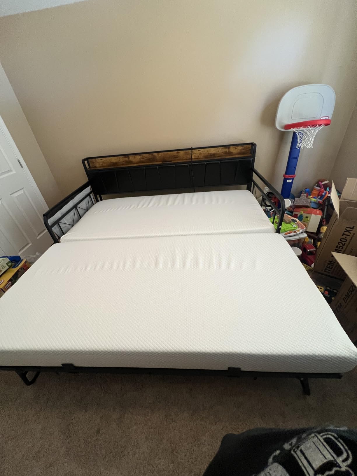 LIKIMIO Twin Daybed with Trundle, Twin Bed Frames, Black/Brown customer photo 2