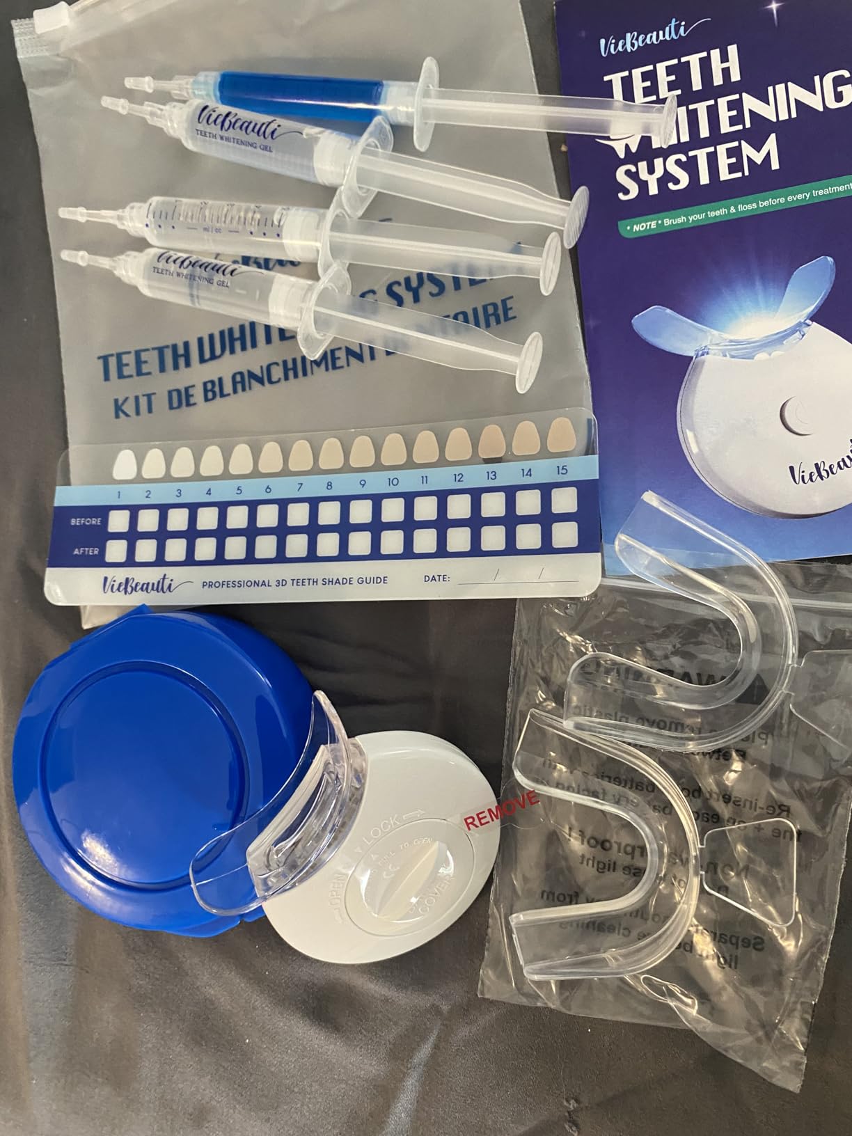 VieBeauti Teeth Whitening Kit with LED Light for Sensitive Teeth, 35% Carbamide Peroxide, Remineralizing Gel for Fast Results Cool Mint customer photo 2