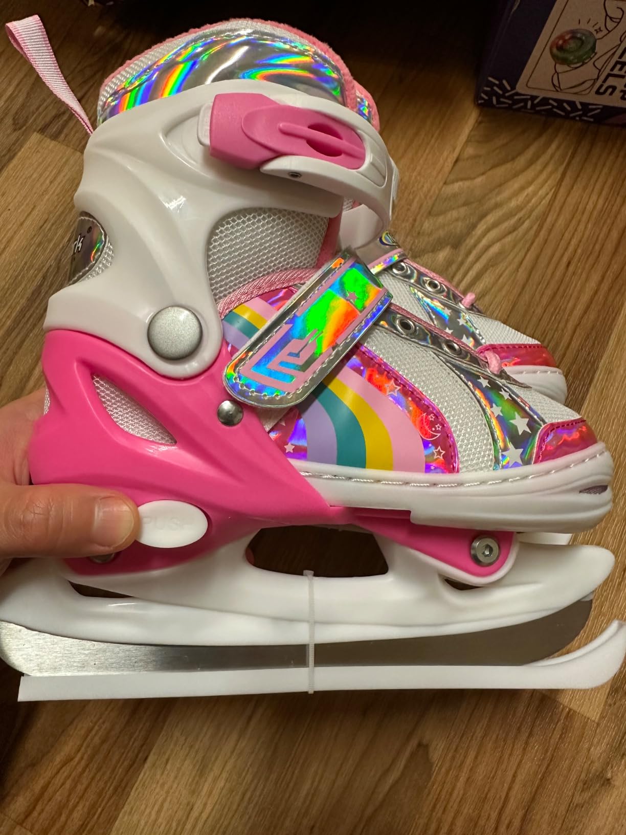 Nattork Girls Ice Skates for Kids 4 Size Adjustable Butterfly Ice Skate with Fleece Lining for Outdoor & Rink customer photo 1
