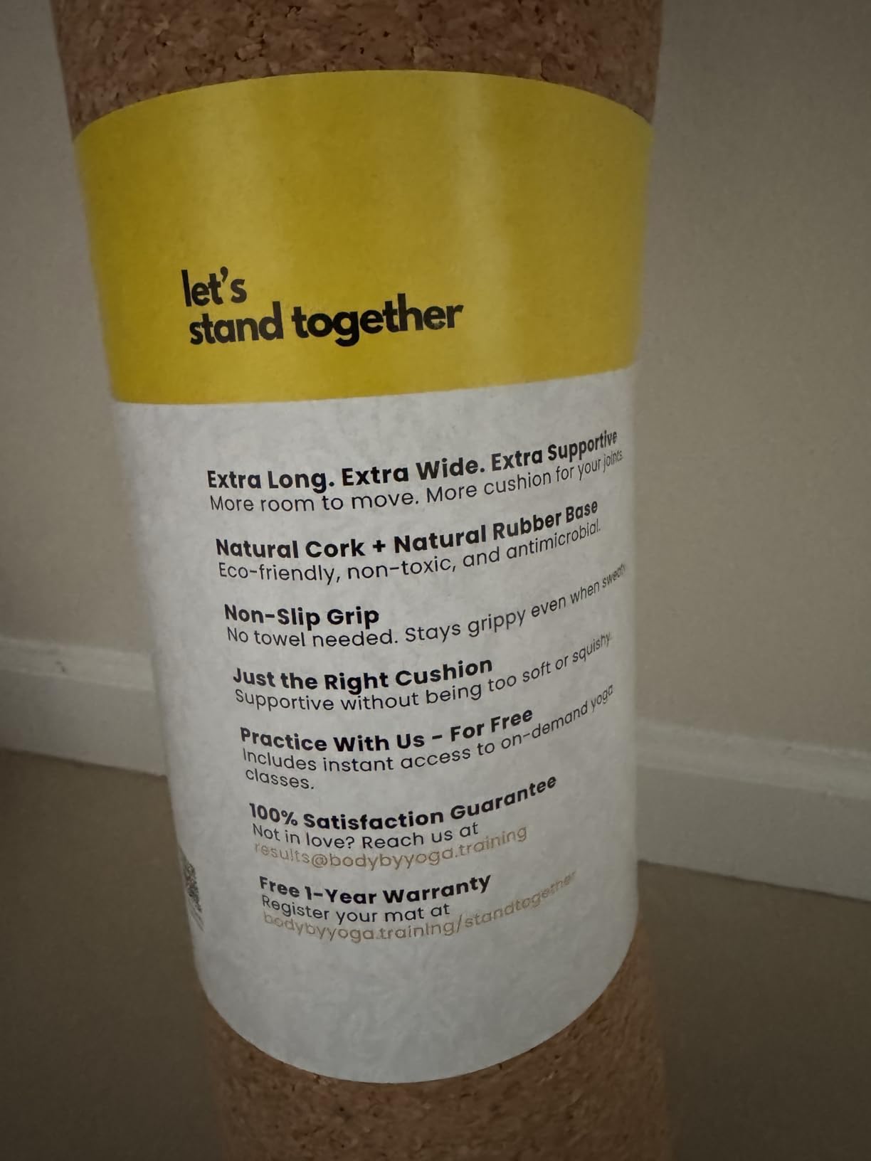 Luxury Cork Yoga Mat - Non Slip, Extra Thick Grip. Extra Large & Long. More Comfort and Support. Tough Enough For Hot Yoga. Cork + Natural Rubber, Non Toxic and Eco Friendly. Optional Alignment Lines. customer photo 2