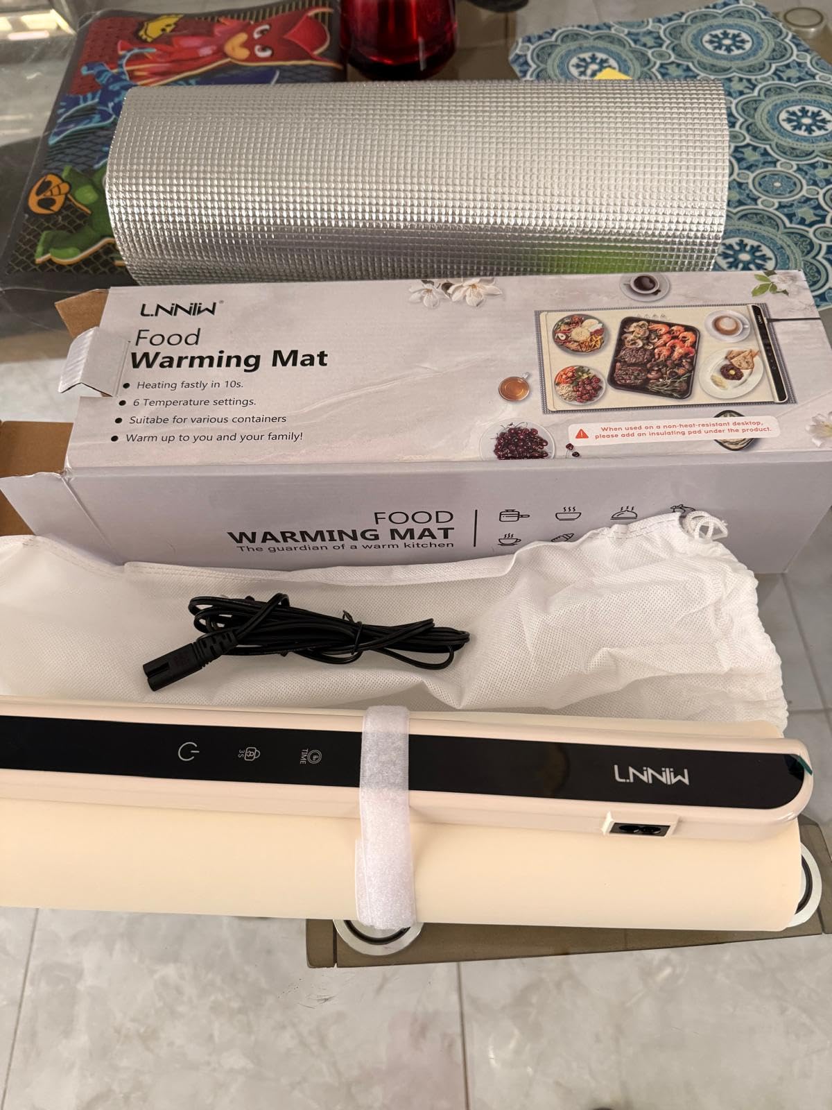 Warming Mat for Food, 26x15 Inch, Off White, Fast Heat, Child Lock customer photo 2