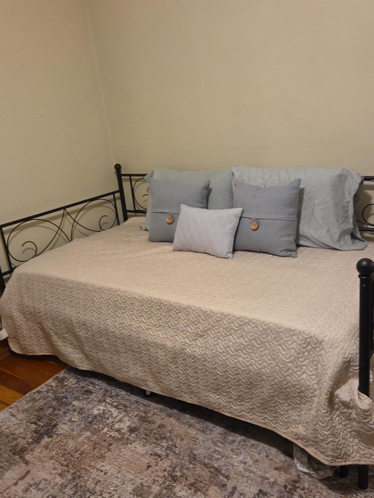 IDEALHOUSE Twin Daybed with Trundle, Metal Trundle Bed, Black customer photo 2