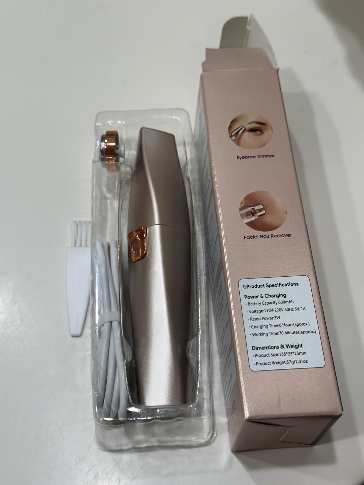 Eyebrow Trimmer Facial Hair Removal for Women: 2 in 1 Rechargeable Face Shaver and Eyebrow Razor - Painless Electric Hair Remover Device for Peach Fuzz Fine Hairs Upper Lip Chin customer photo 2