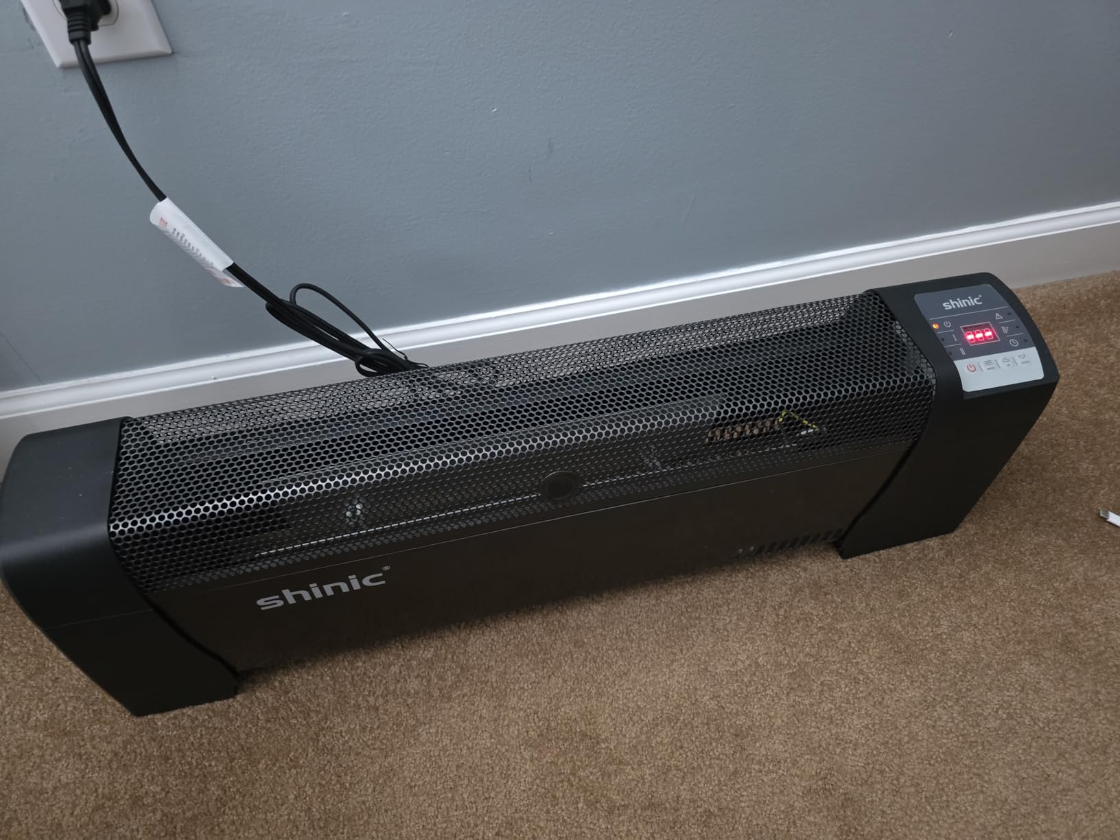 shinic Electric Baseboard Heater 120V with Digital Thermostat, Timer, Convection Space Heater for Indoor Use, Bedroom, Office, Overheat & Tip-Over Protection, Silent Operation, 1500W/750W, Black customer photo 2