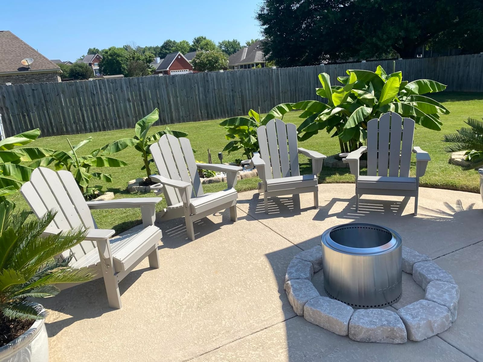 KINGYES Folding Adirondack Chair with Cup Holder, Navy customer photo 2