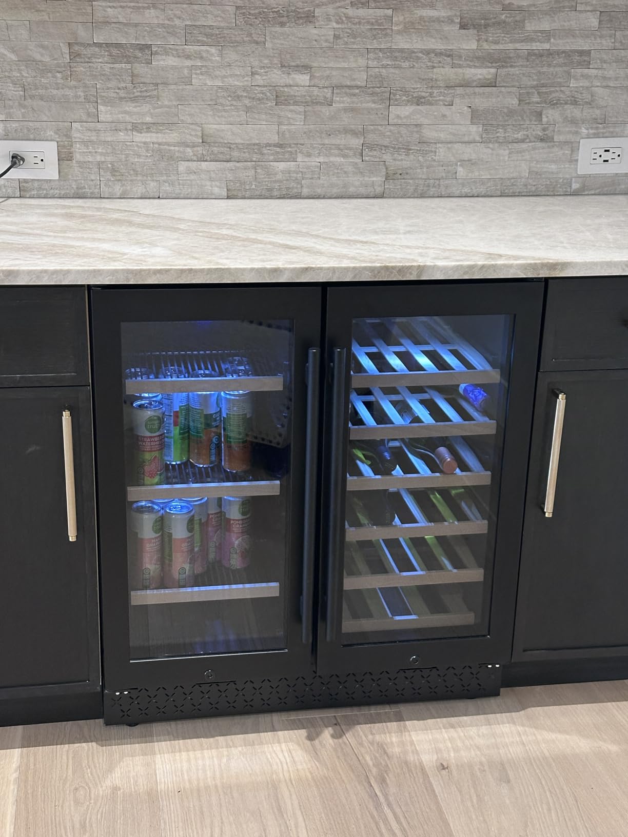 Tylza 24 Bottles Wine Fridge, Wine Cellar with Powerful Compressor, LED Touchscreen, Low-E Tempered Glass Door, Lock, Wine Cooler Refrigerator for Red, White, Champagne or Sparkling Wine, Black customer photo 1