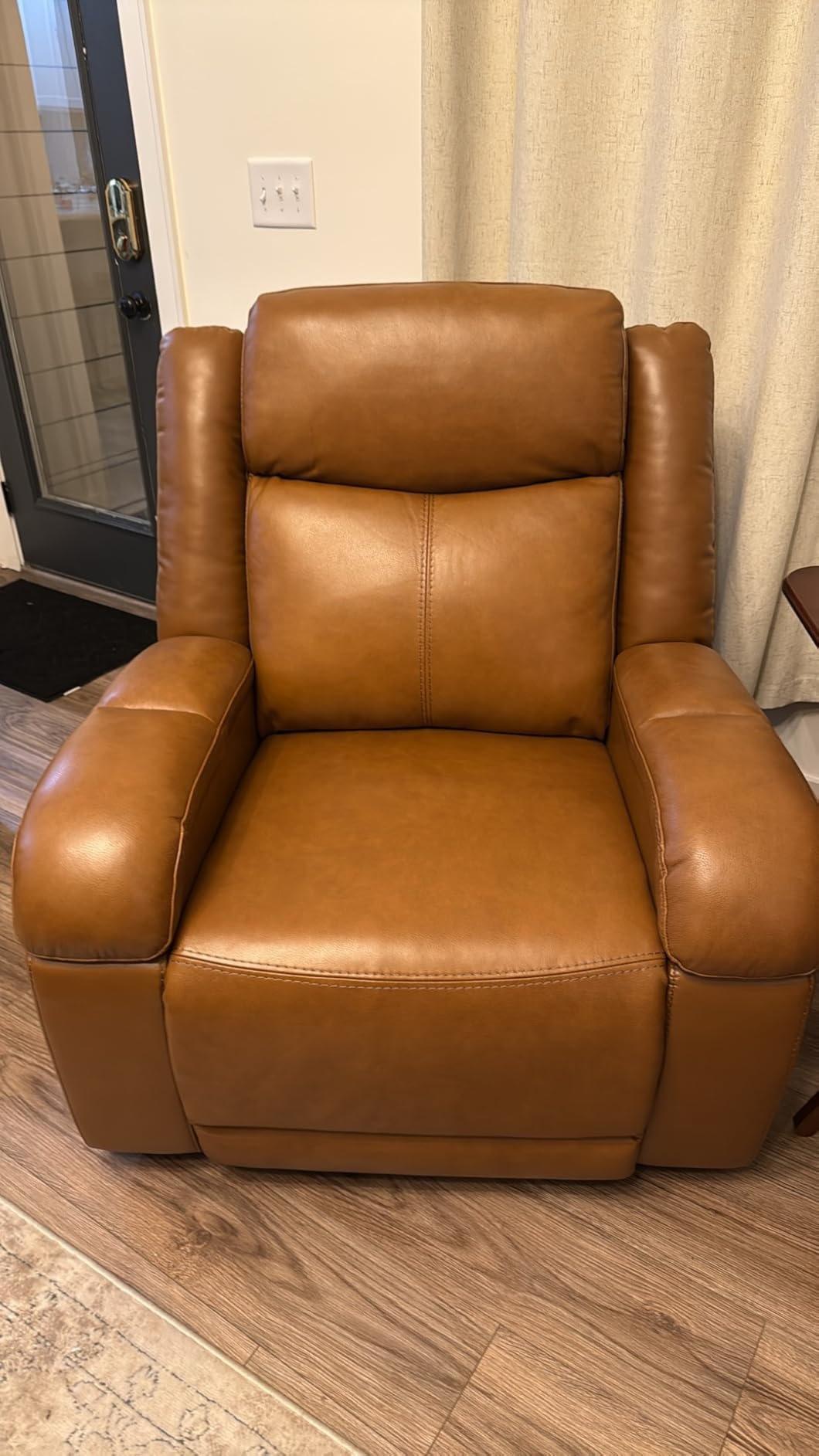 Watson & Whitely Oversized Genuine Leather Power Recliner Chair, Navy Blue customer photo 2