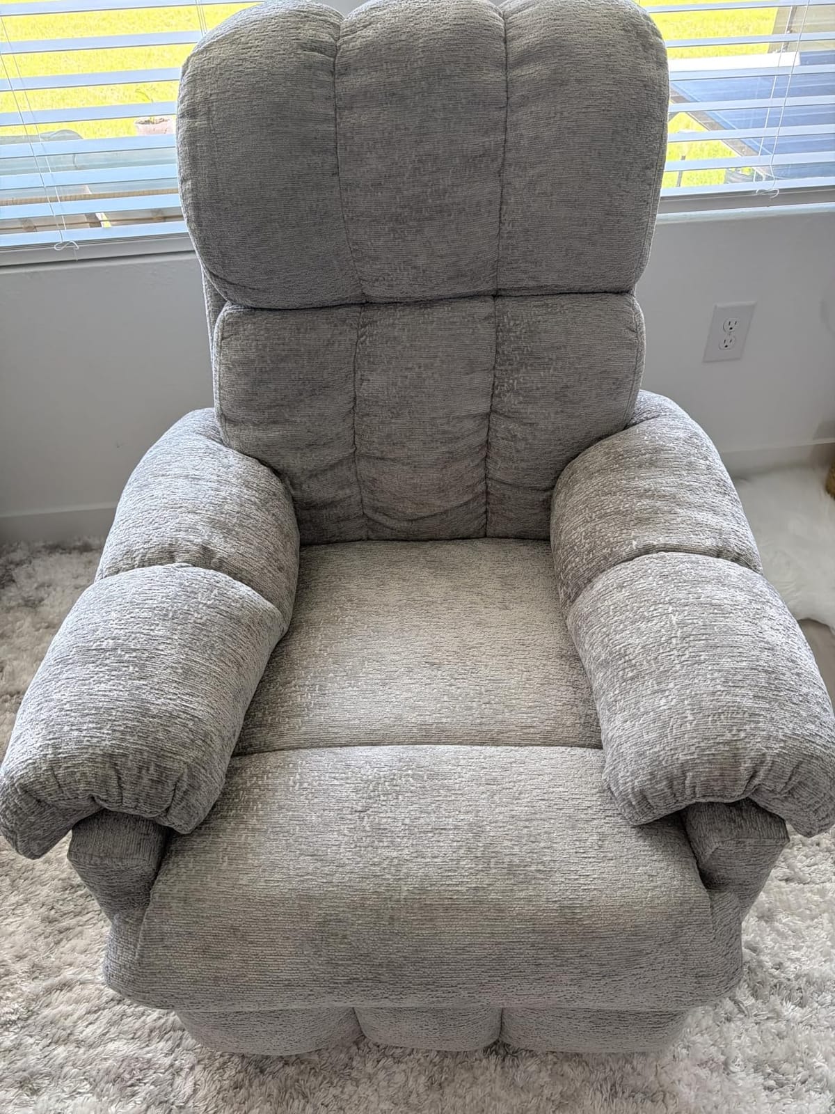 Korser Recliner Chair, Swivel Rocker Recliner Chair for Adults, Small Recliners for Small Spaces, Manual Recliner with Side Pockets, Upholstered Nursery Rocking Chair for Living Room, Chenille, Grey customer photo 2