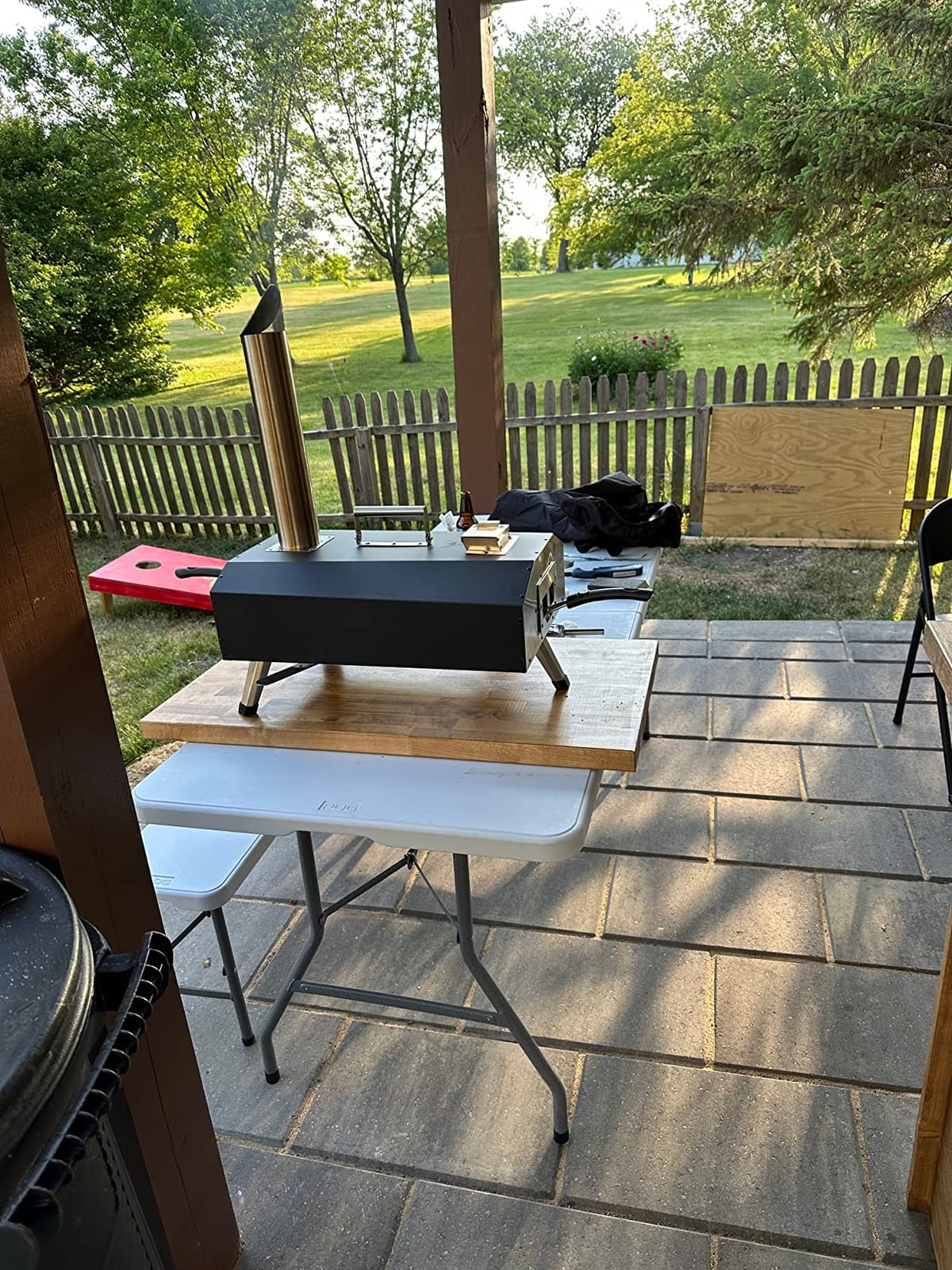 VEVOR Dual Fuel Pizza Oven Outdoor, 16 in Wood Fire & Propane Gas Pizza Oven, Portable Pellet & Propane Pizza-Maker with Thermometer, Large Multi Fuel Pizza Cook for Outside Camping & Backyard customer photo 2