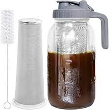 2 Pack Cold Brew Coffee Maker, 64oz Mason Jar Pitcher with 100μm 304 Filter customer photo 2