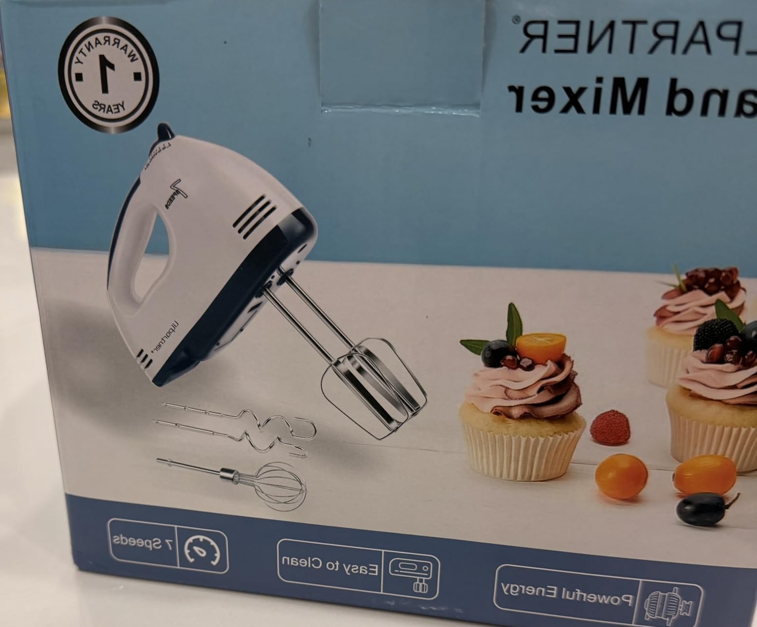 LILPARTNER Hand Mixer Electric, Ultra Power Kitchen Hand Mixer With 7-Speed & 5 Stainless Steel Accessories for Whipping Dough, Cream, Cake, Dishwasher Safe, Light Pink customer photo 1