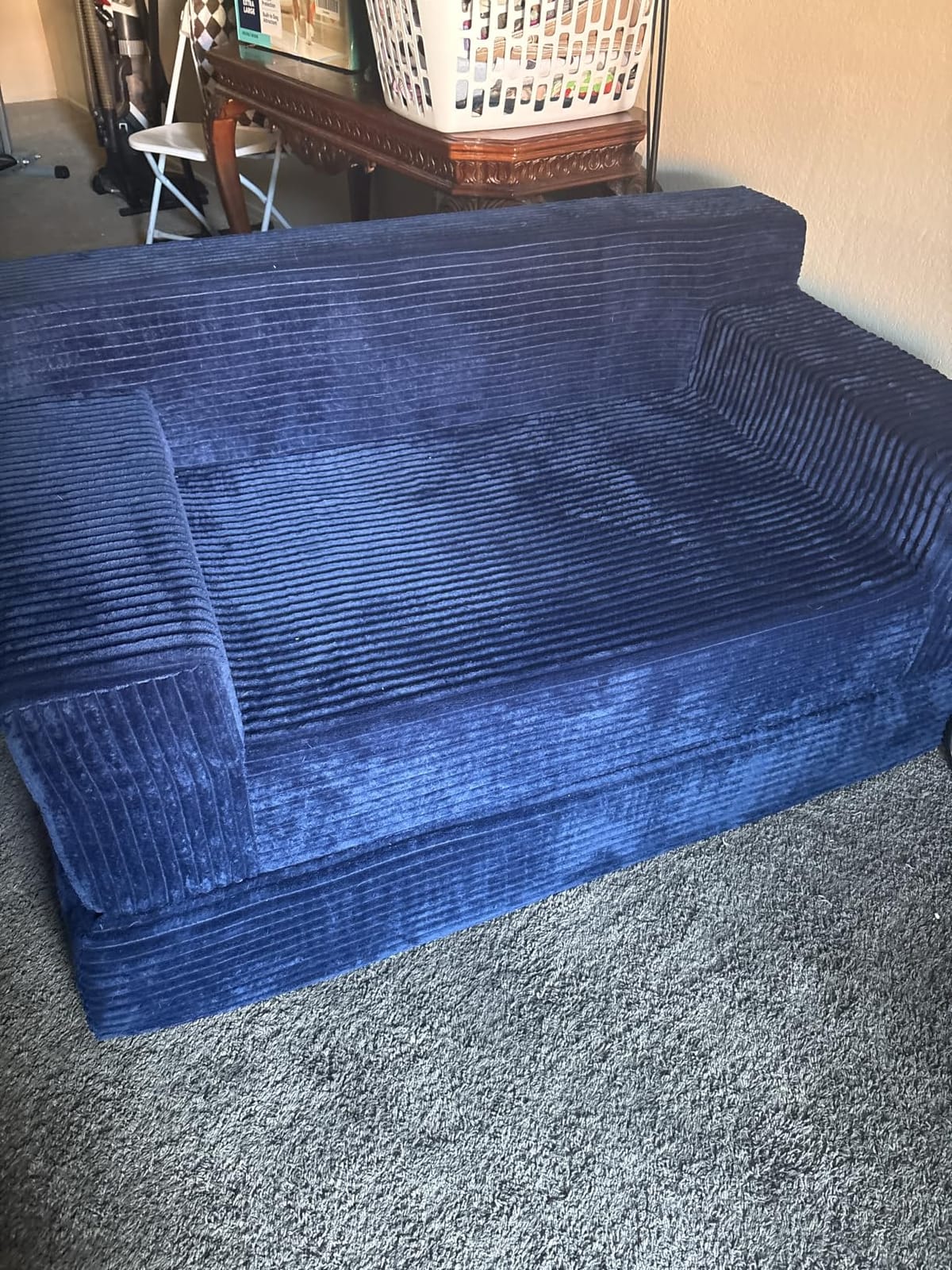 Erament Convertible Sofa Bed, Loveseat Folding Floor Futon Sleeper Sofa Couch Bed- Boneless Foldable Couch, Corduroy Pull Out Sofa Bed with 2 Pillows for Living Room & Bedroom customer photo 1
