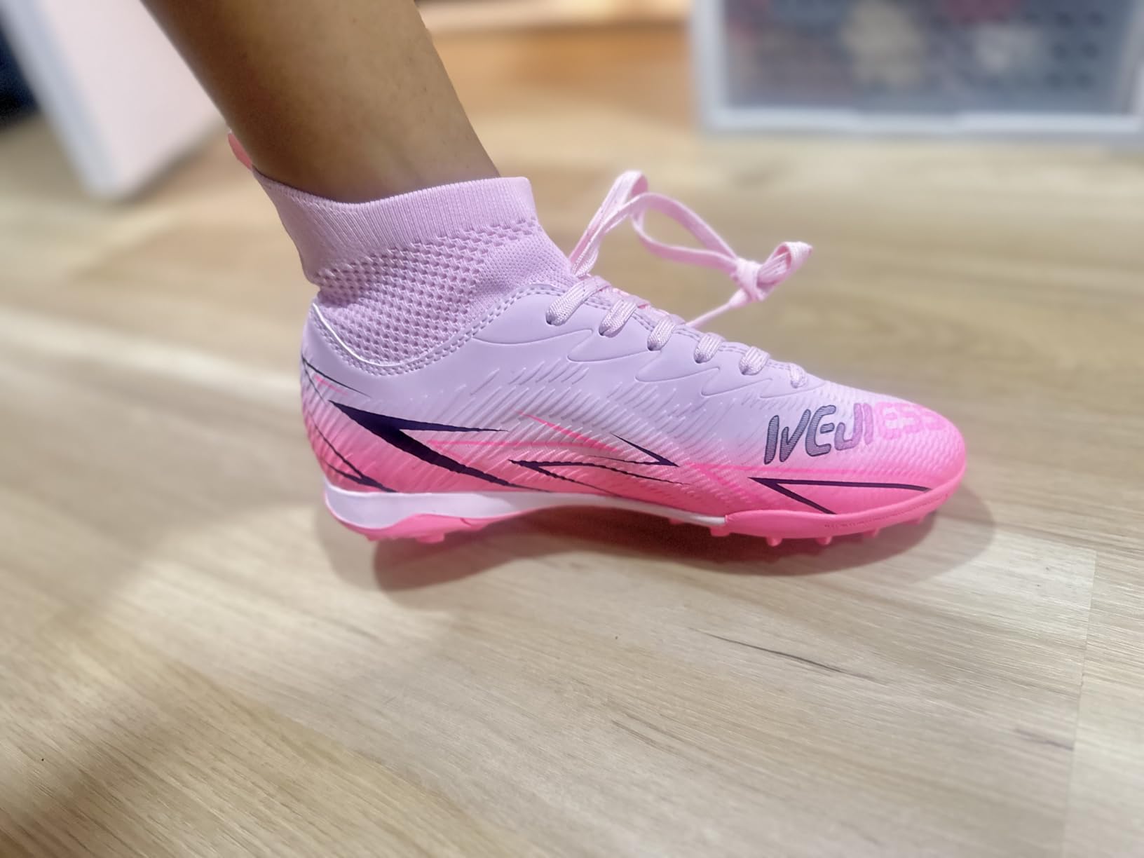 Indoor Soccer Cleats Mens Womens Turf Soccer Cleats Wide Socer Shoes FG AG TF High Ankle Football Boots customer photo 2