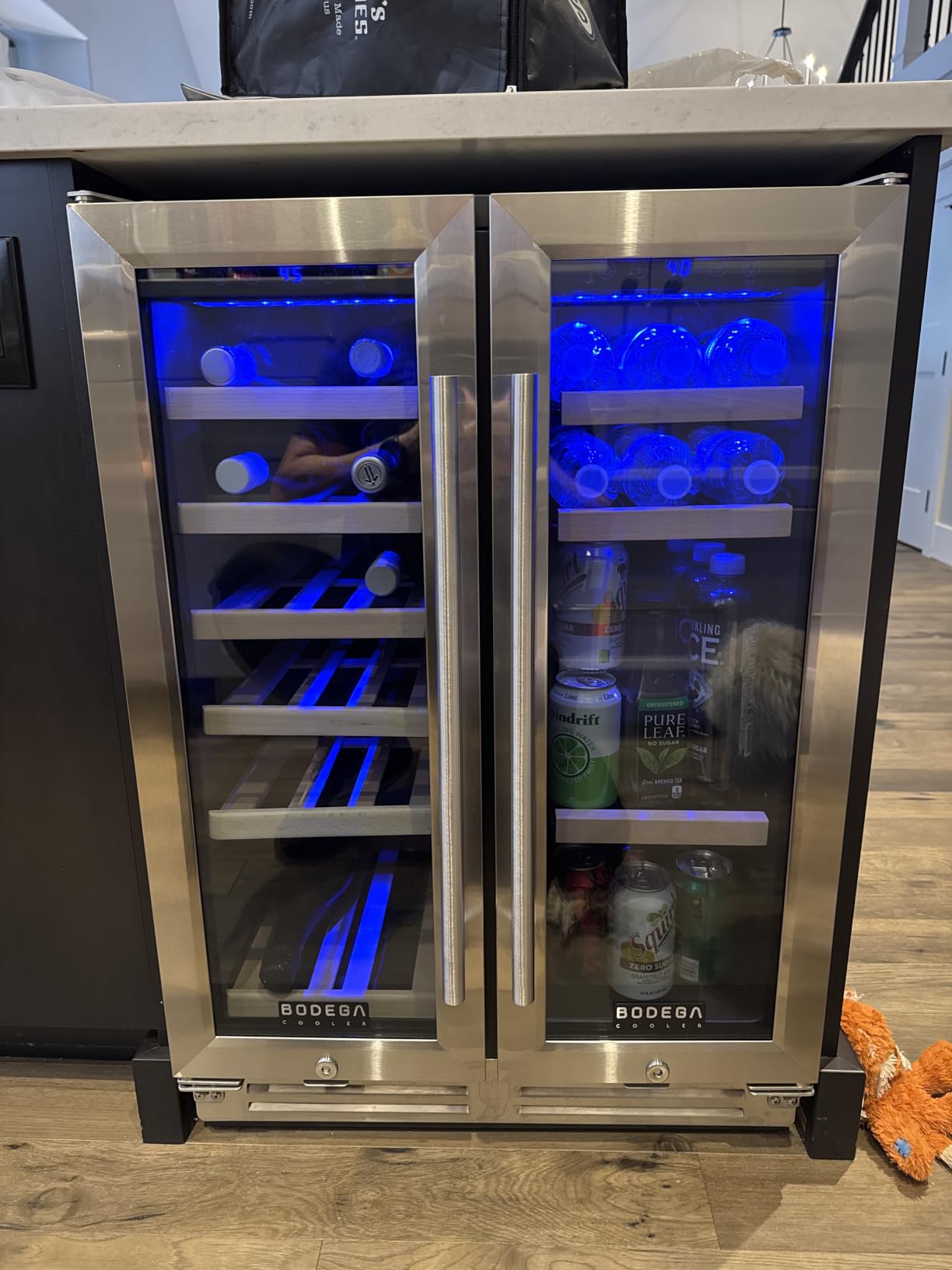 BODEGA 15 Inch Wine Fridge, 30 Bottle Dual Zone Wine Cooler, 41-72℉ Compressor Wine Refrigerator with Tempered Glass Door, Built-in or Freestanding Wine Cooler for Home Kitchen Bar (3.2 cu.ft). customer photo 1