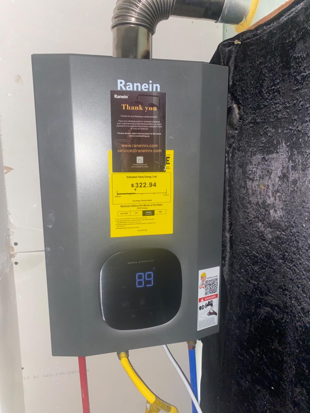 Ranein Natural Gas Tankless Water Heater, 8.5 GPM, 190,000 BTU, Indoor customer photo 2