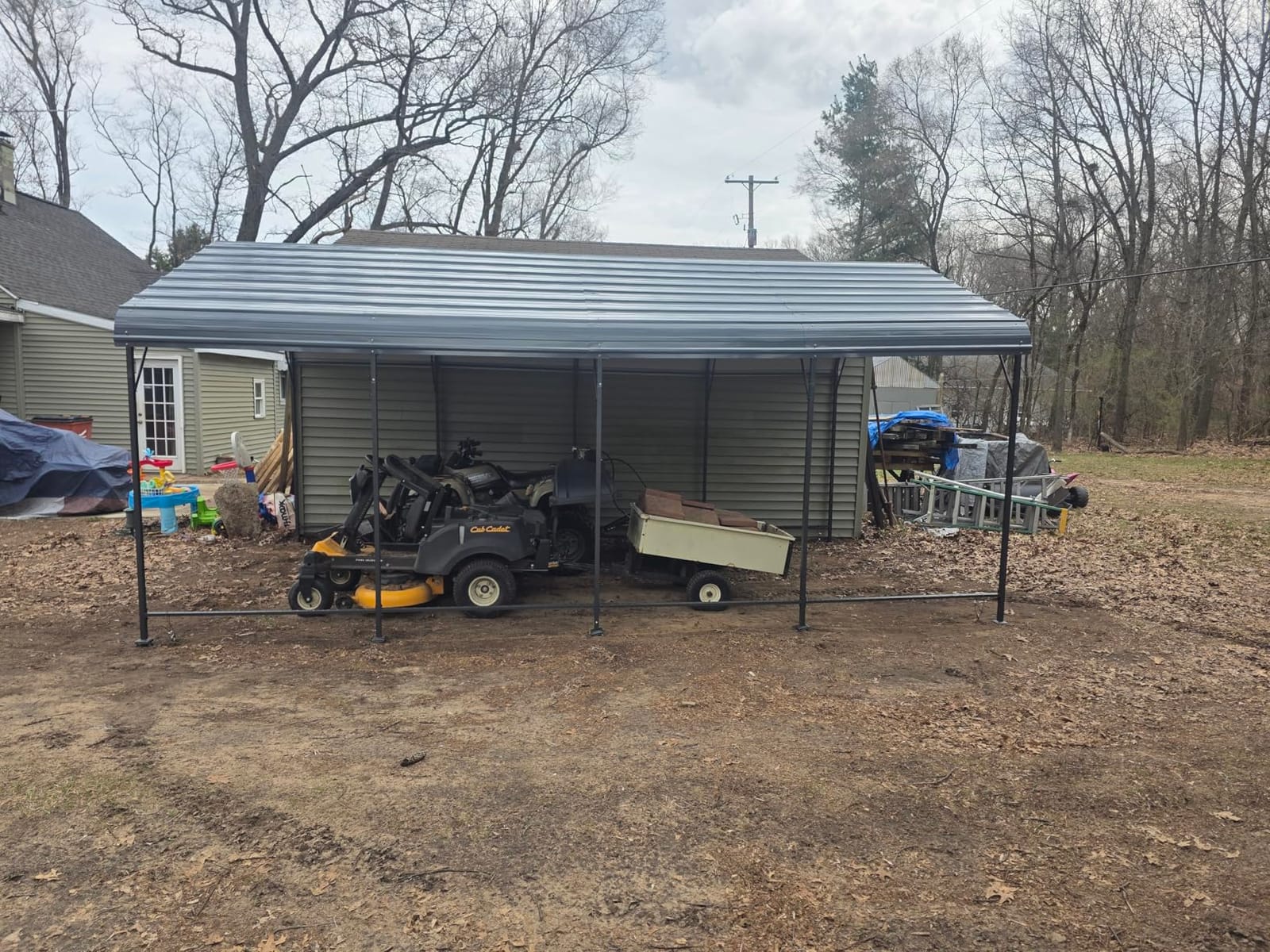 Shintenchi 12x20 FT Metal Carport, Oversized Carport Garage with Enhanced Base, Outdoor Galvanized Car Shelter, Heavy Duty Carports Canopy, for Car, Boats and Tractors, Grey customer photo 2