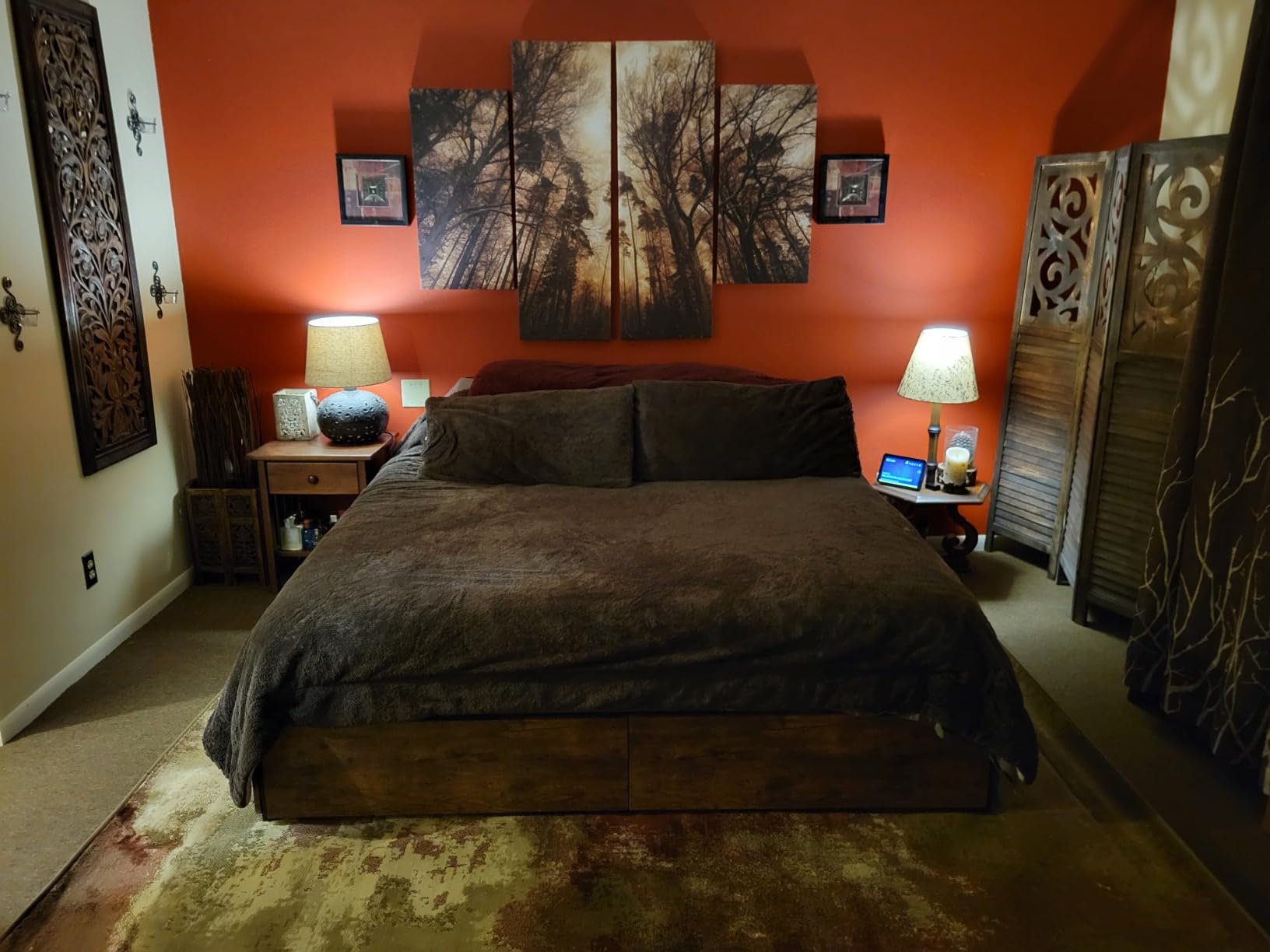 LIKIMIO Queen Bed Frame with 4 Storage Drawers, Dark Walnut customer photo 2