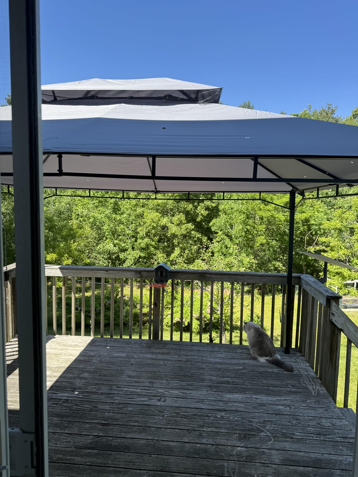 Aoxun 12x10 Outdoor Gazebo with Mosquito Netting & Double Roof, Gray customer photo 2