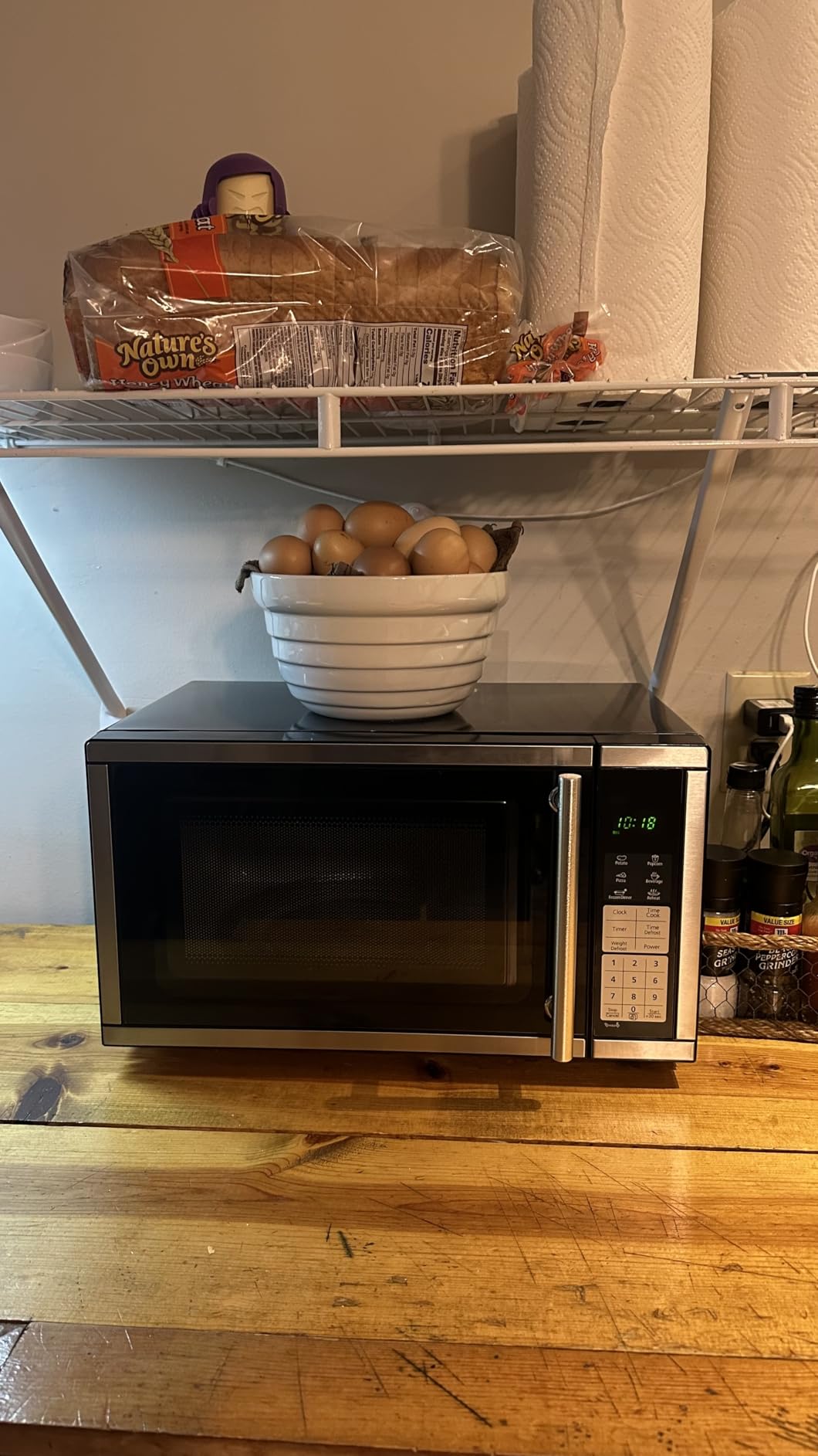 Countertop Microwave Oven 0.9 Cu. Ft, 900W Small Compact Microwave with LED Lighting, 6 Auto Menus, Turntable, Child Lock, Easy-Clean, Memory Function for Families, Apartments, Dorm, Stainless Steel customer photo 2