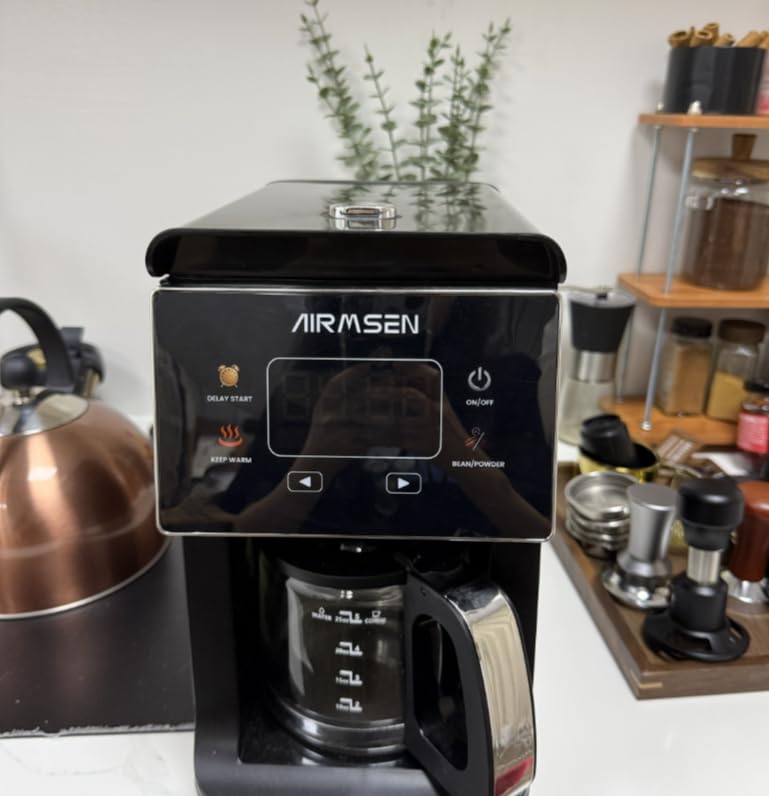 AIRMSEN Coffee Maker with Grinder, 5-Cup Grind and Brew, Programmable customer photo 2