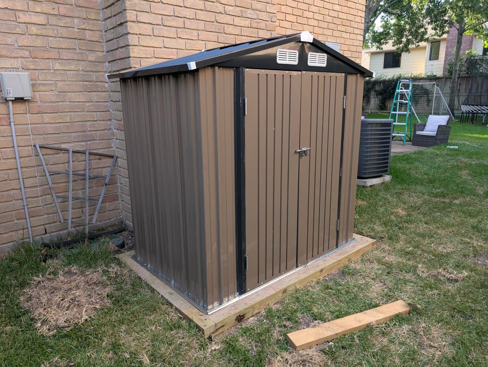 Aoxun 14x12 FT Outdoor Storage Shed with Lockable Double Doors, Brown customer photo 2