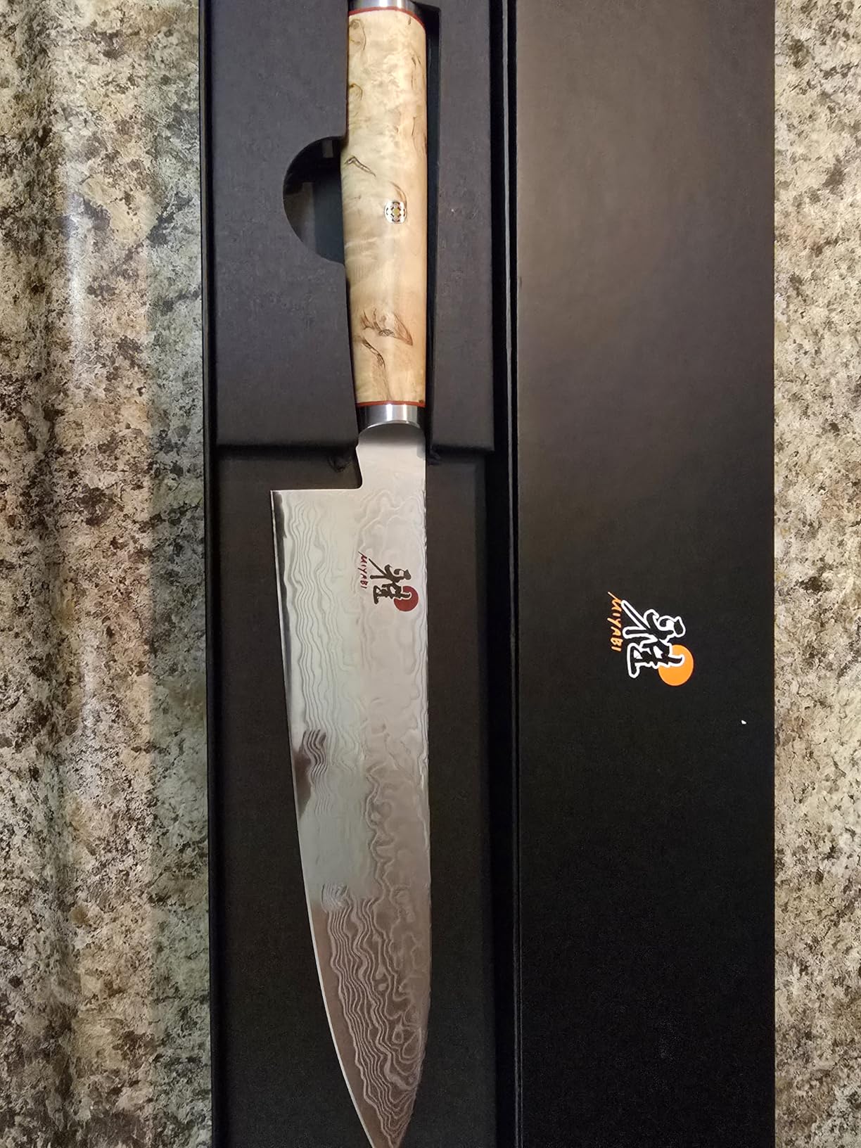 Miyabi Birchwood SG2 Japanese Chef's Knife, 8-inch, Chef's Kitchen Knife, Karelian Birch Handle, 100-layer flower Damascus pattern, Handcrafted in Seki, Japan customer photo 1