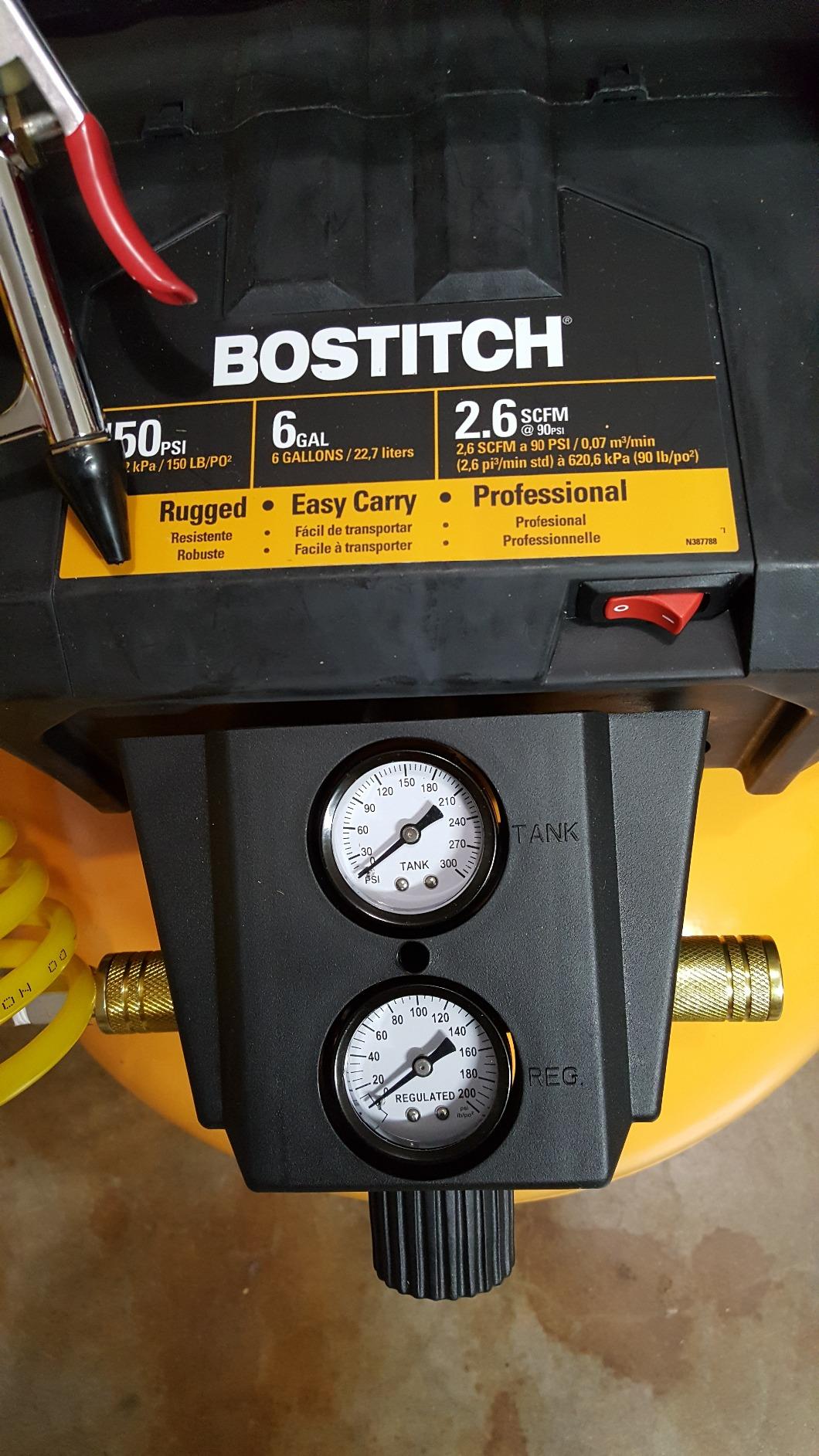 BOSTITCH Pancake Air Compressor, Oil-Free, 6 Gallon, 150 PSI (BTFP02012) customer photo 1