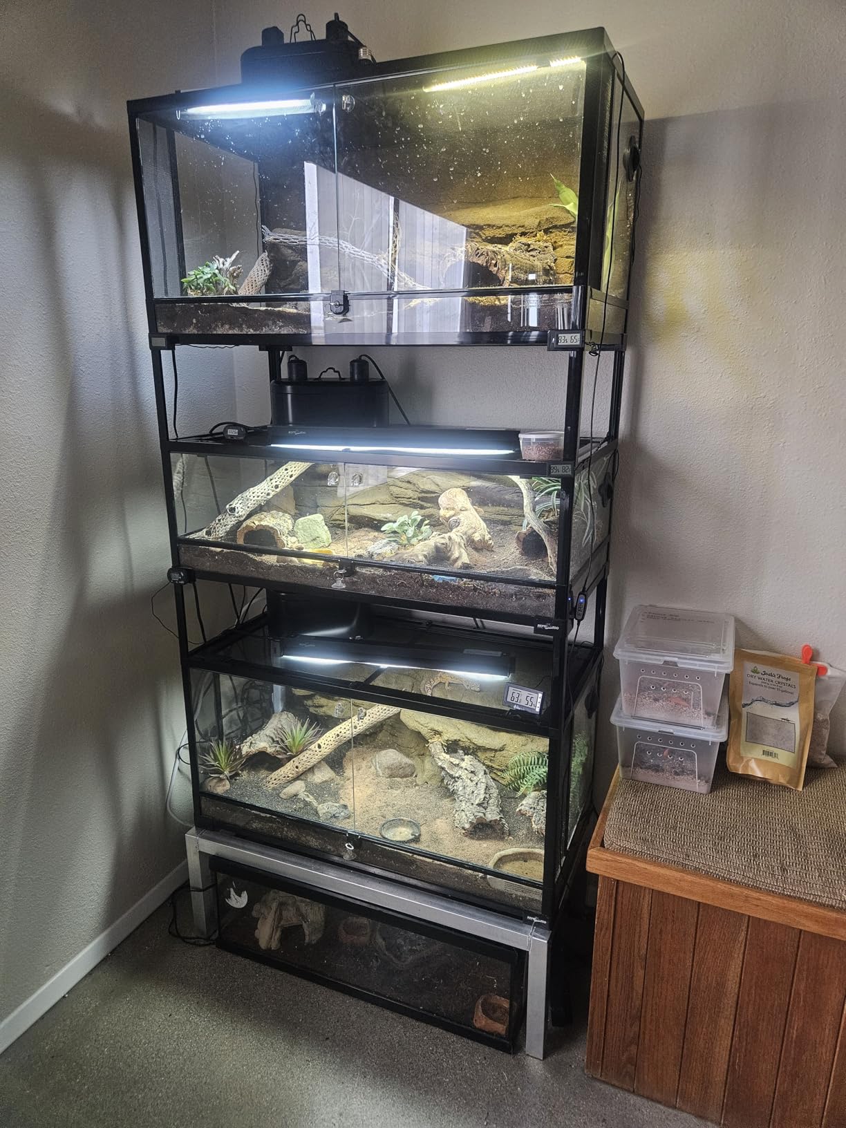 REPTI ZOO 50 Gallon Reptile Glass Terrarium Tank Double Hinge Door with Screen Ventilation Large Reptile Terrarium 36