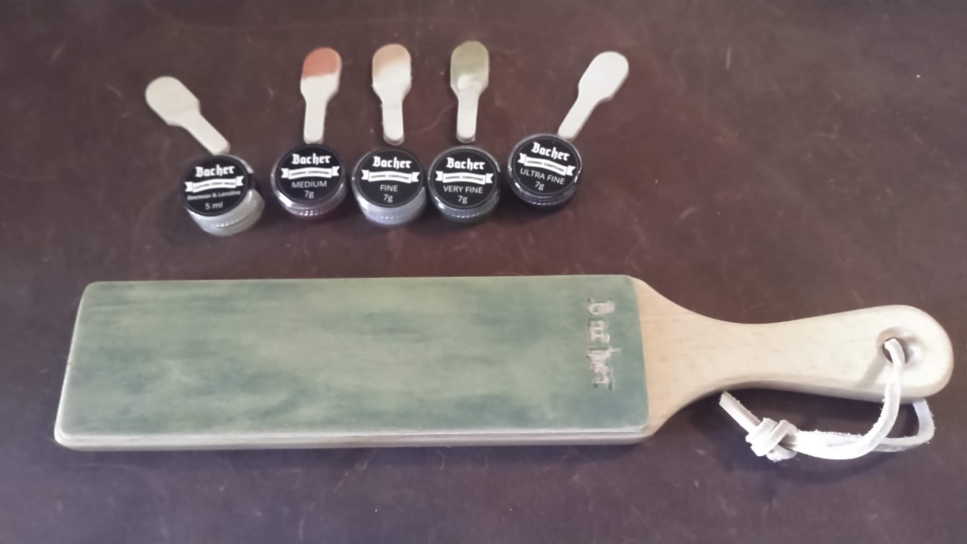 Bacher Leather Strop - 12.6 in, Knife Sharpening Kit, 4 Compounds & Balm customer photo 2