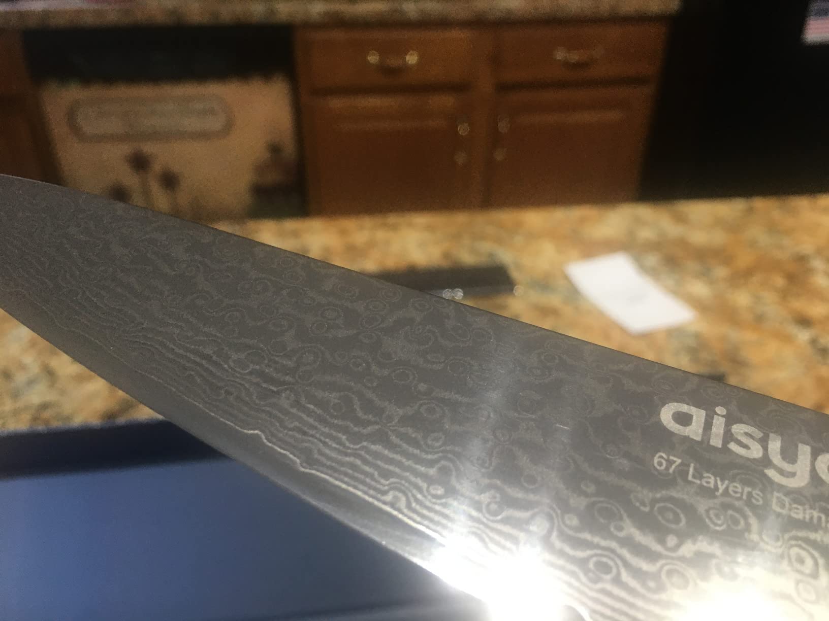 aisyoko Damascus chef knife 8-inch sharp kitchen knife Japan VG-10 stainless steel ergonomic color wooden handle luxury gift box - with scabbard customer photo 2
