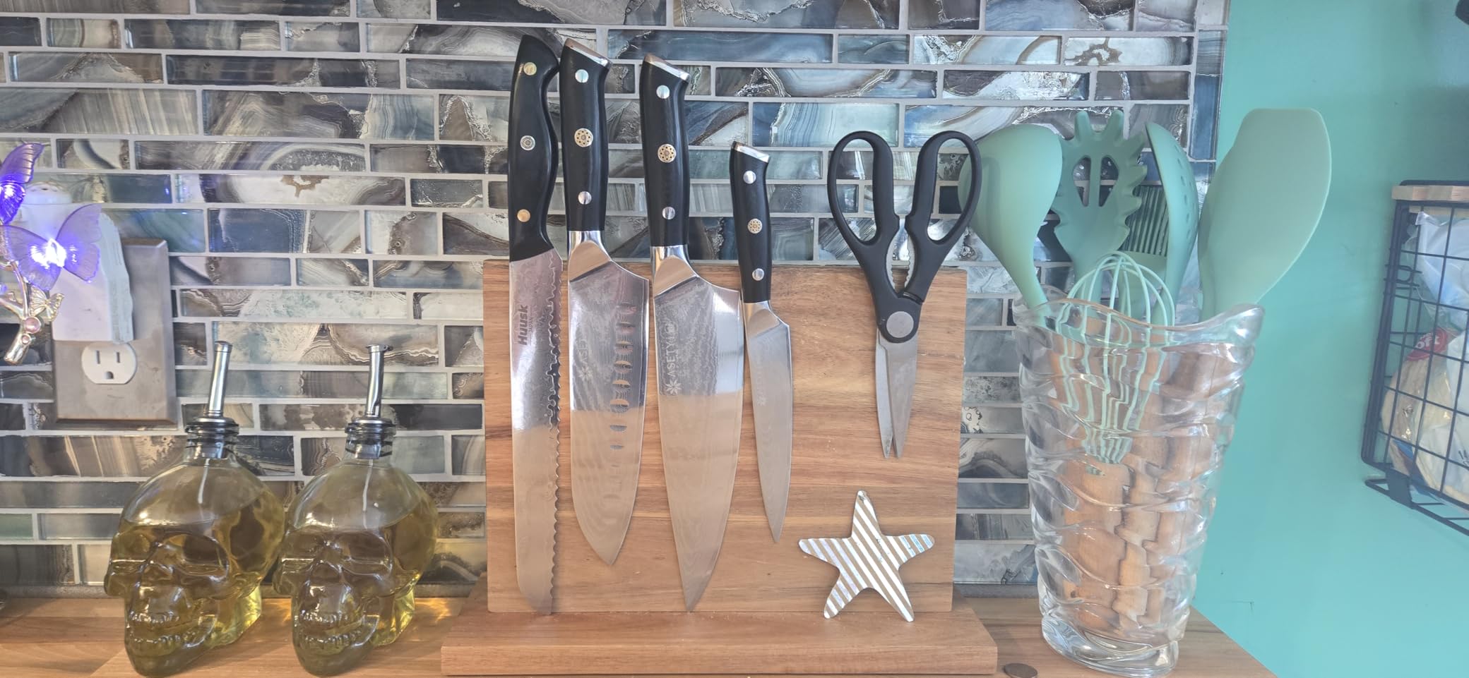 ASETY Damascus Knife Set 3 PCS, Japanese Kitchen Knives with G10 Handle customer photo 2