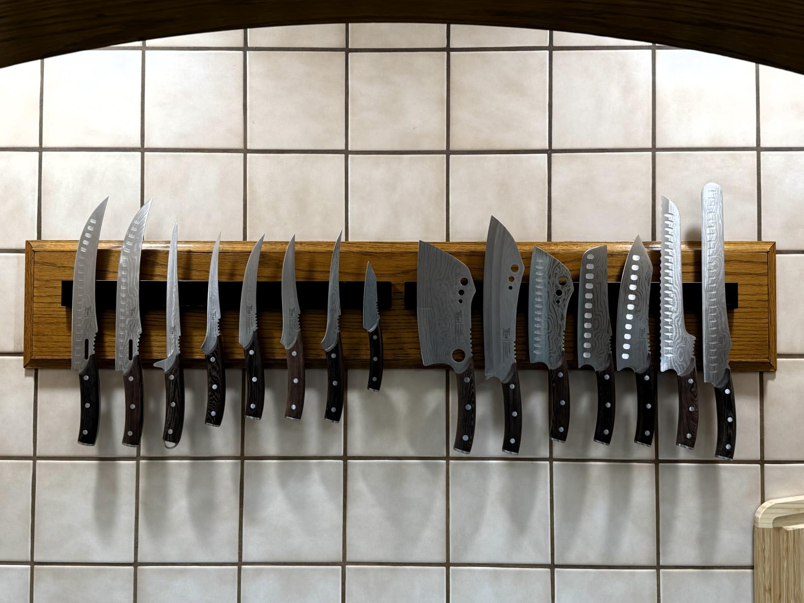 Dmore magnetic knife holder for wall—with 3 hooks, No Drilling, 16 Inch customer photo 2