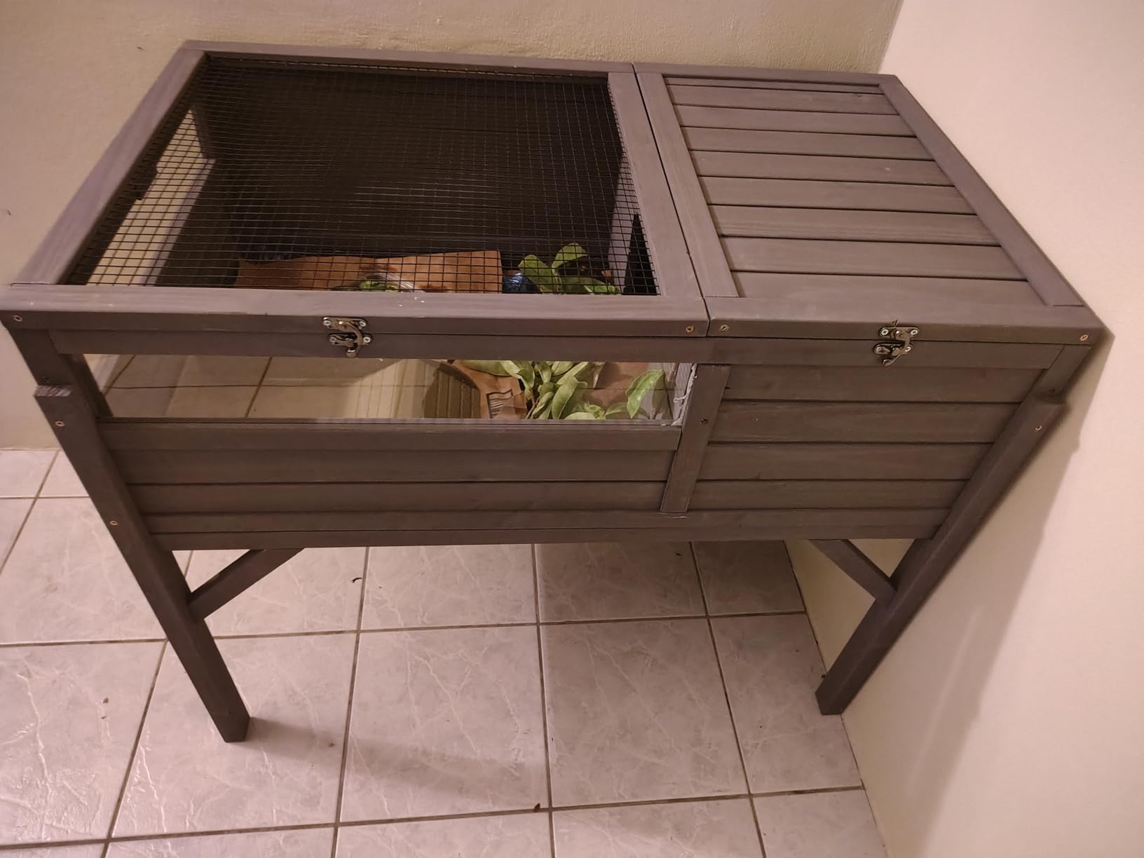 Aivituvin Tortoise Habitat Turtle Enclosure, Wooden Tortoise House Reptile Cage for Small Animals Indoor-Outdoor, Adjustable Lamp Holder Included customer photo 2