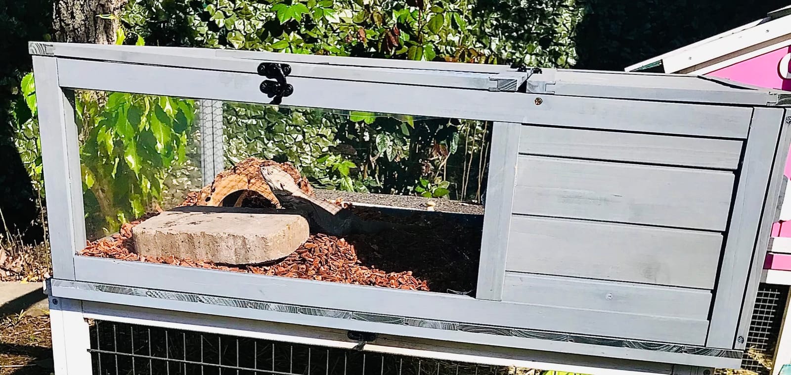 PawHut Wooden Tortoise House Indoor Turtle Habitat Enclosure Outdoor Reptile Cage for Lizards, Geckos, Yellow customer photo 1