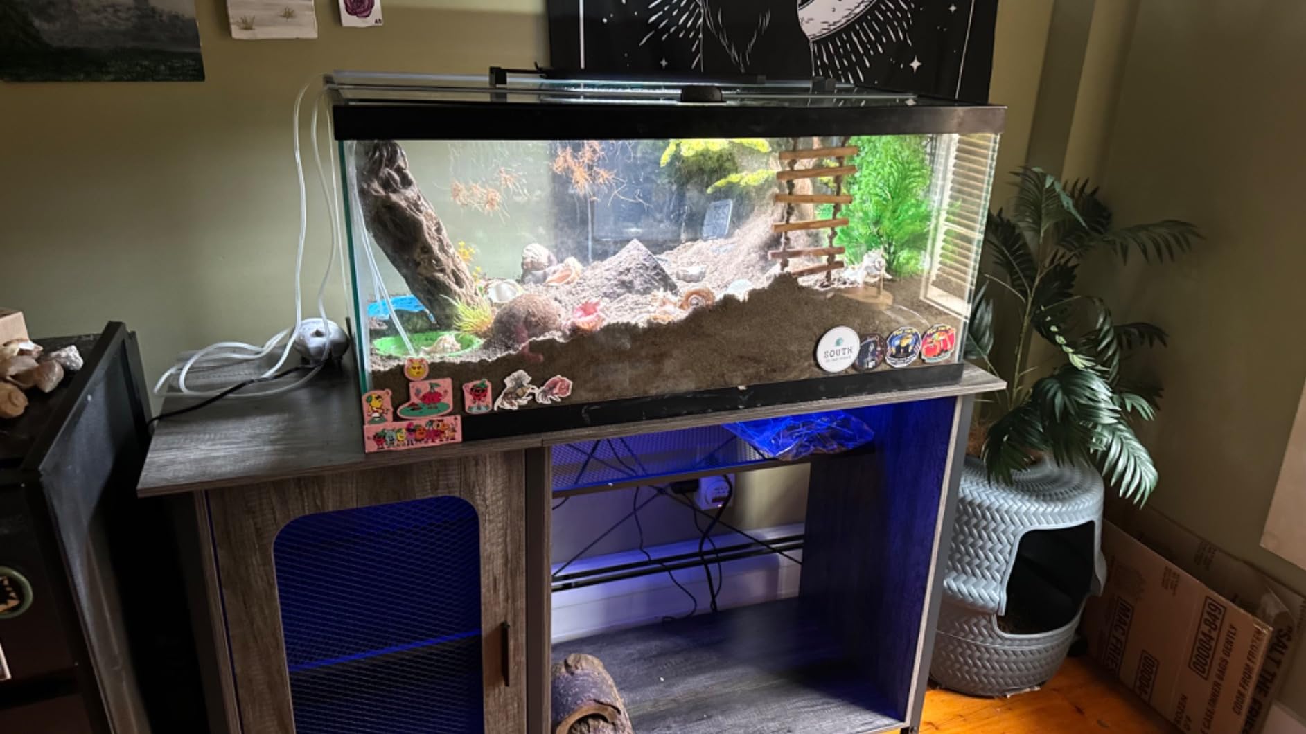 Unikito 55-75 Gallon Aquarium Stand with Power Outlets & LED Light, Black customer photo 2