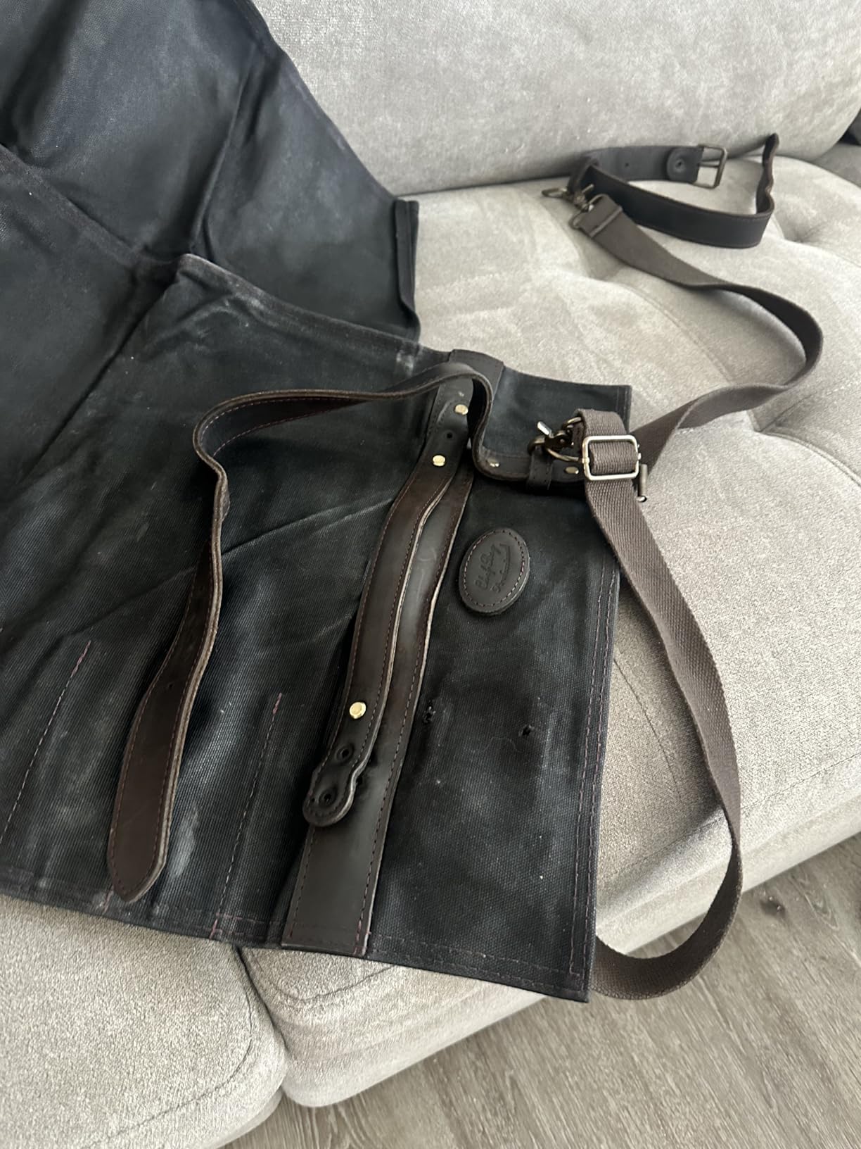 XINZUO Chef Knife Roll Bag Professional,16oz Waxed Canvas and Crazy Horse Leather,12 Slots Plus 2 Zipper Pockets,Adjustable Shoulder Strap-Travel Tool Roll Pouch(Bag Only) customer photo 1