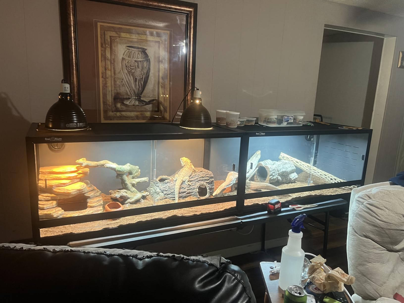 8FT PVC Reptile Enclosure 8x2x2FT, 240 Gallon Modular Expandable Terrarium with Tempered Glass Front Opening Sliding Doors, Lockable Habitat for Bearded Dragon Gecko Lizard Snake, Black customer photo 2