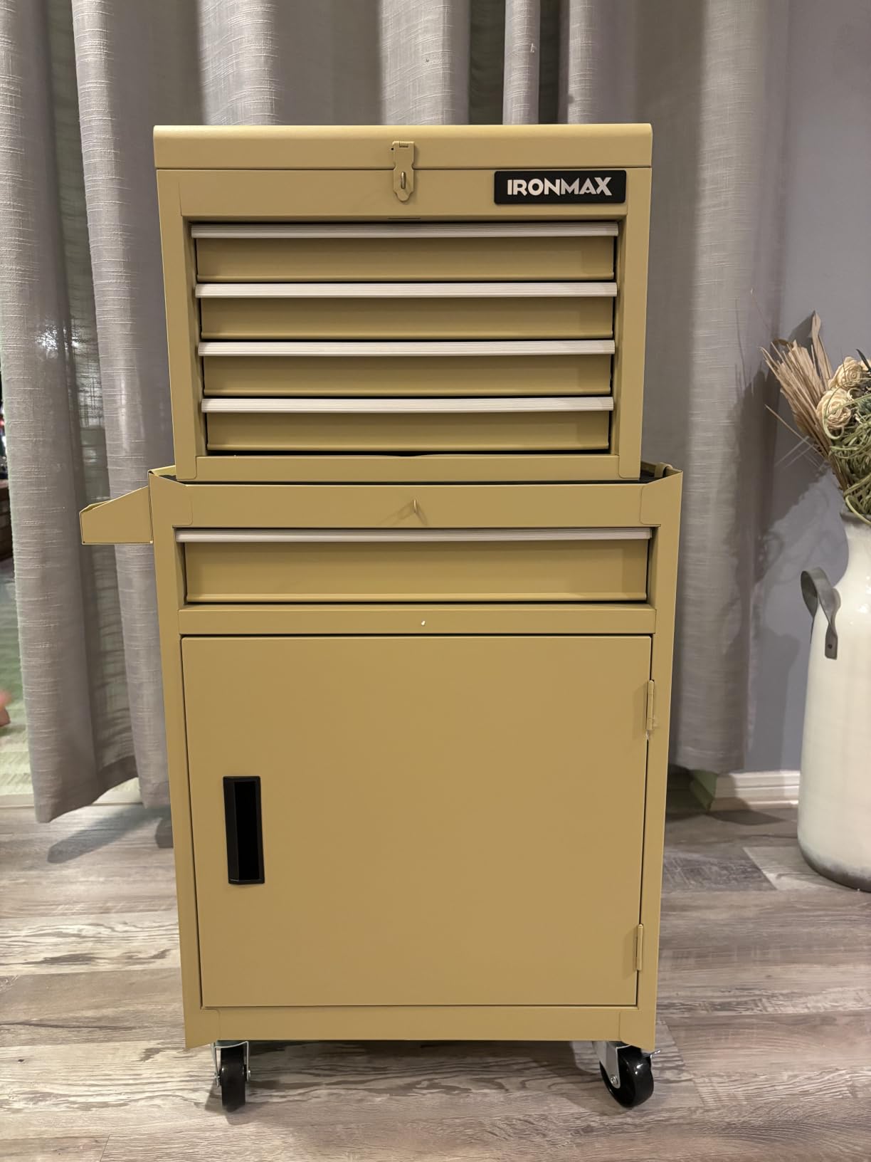 Goplus Tool Chest, 5 Drawers Rolling Tool Cabinet with Detachable Top Toolbox, Universal Lockable Wheels, Lock Bar, Protective Liner & Tool Rack, Metal Tool Storage Cart, Tool Box for Garage Workshop customer photo 2