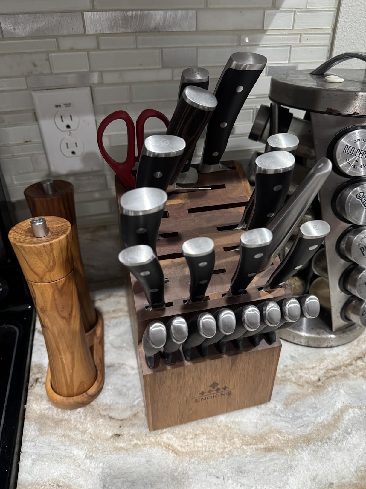 ENOKING 6 Slots Steak Knife Block Without Knives Small Wood Knife Holder customer photo 2