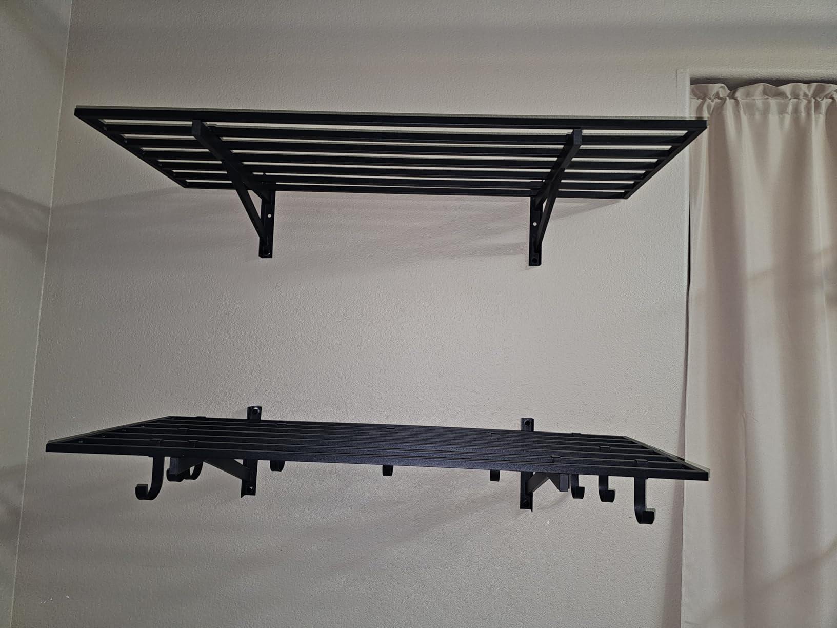 Jusgym 4 Pack Garage Shelving Wall Mounted with 16 Hooks, 1.5x4ft, 1000lbs customer photo 1
