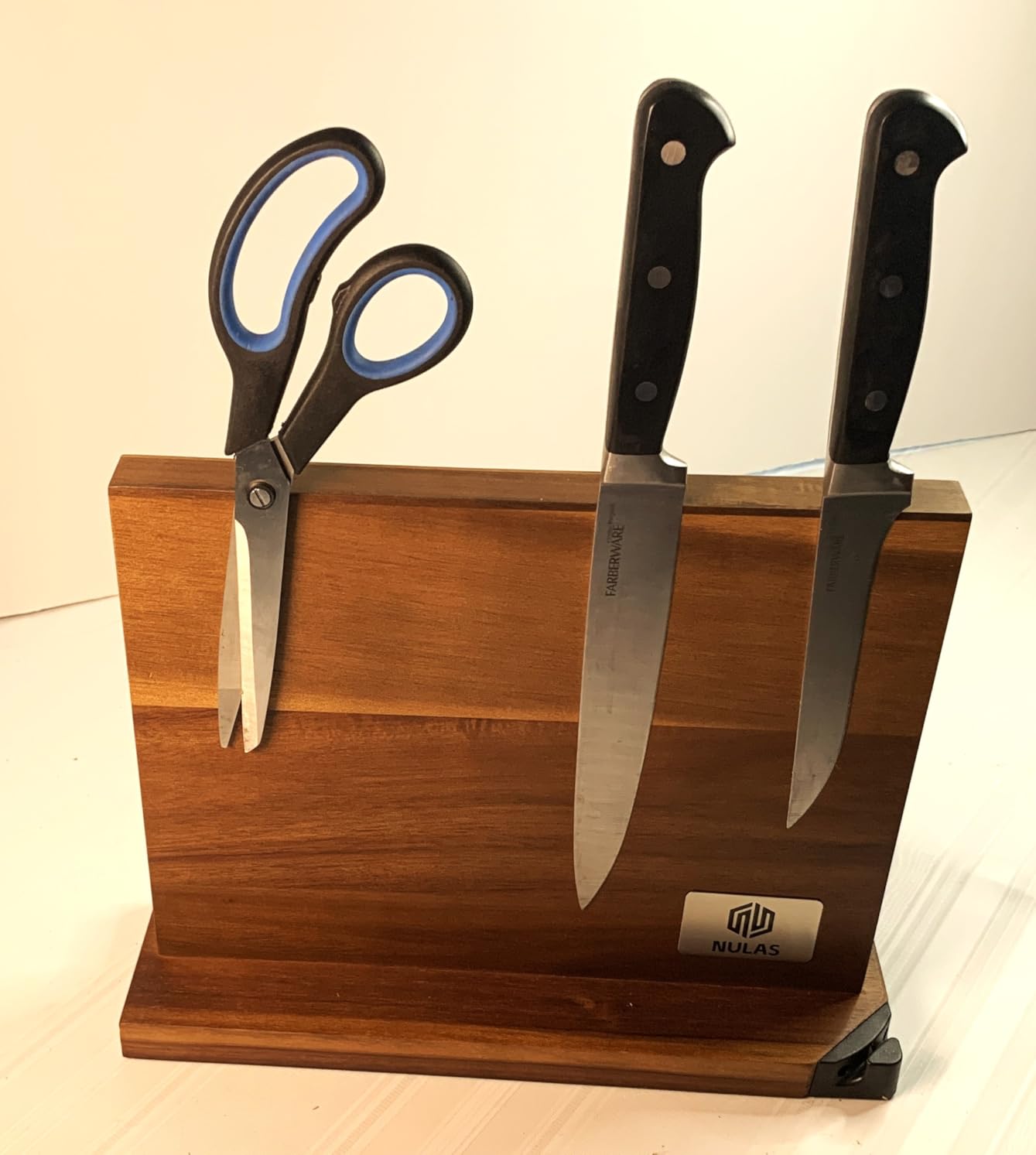 Magnetic Knife Block with Built-in Sharpener, Double-Sided Countertop Magnetic Knife Holder, Holds Up to 12 Knives & Metal Kitchen Tools, Brown customer photo 2