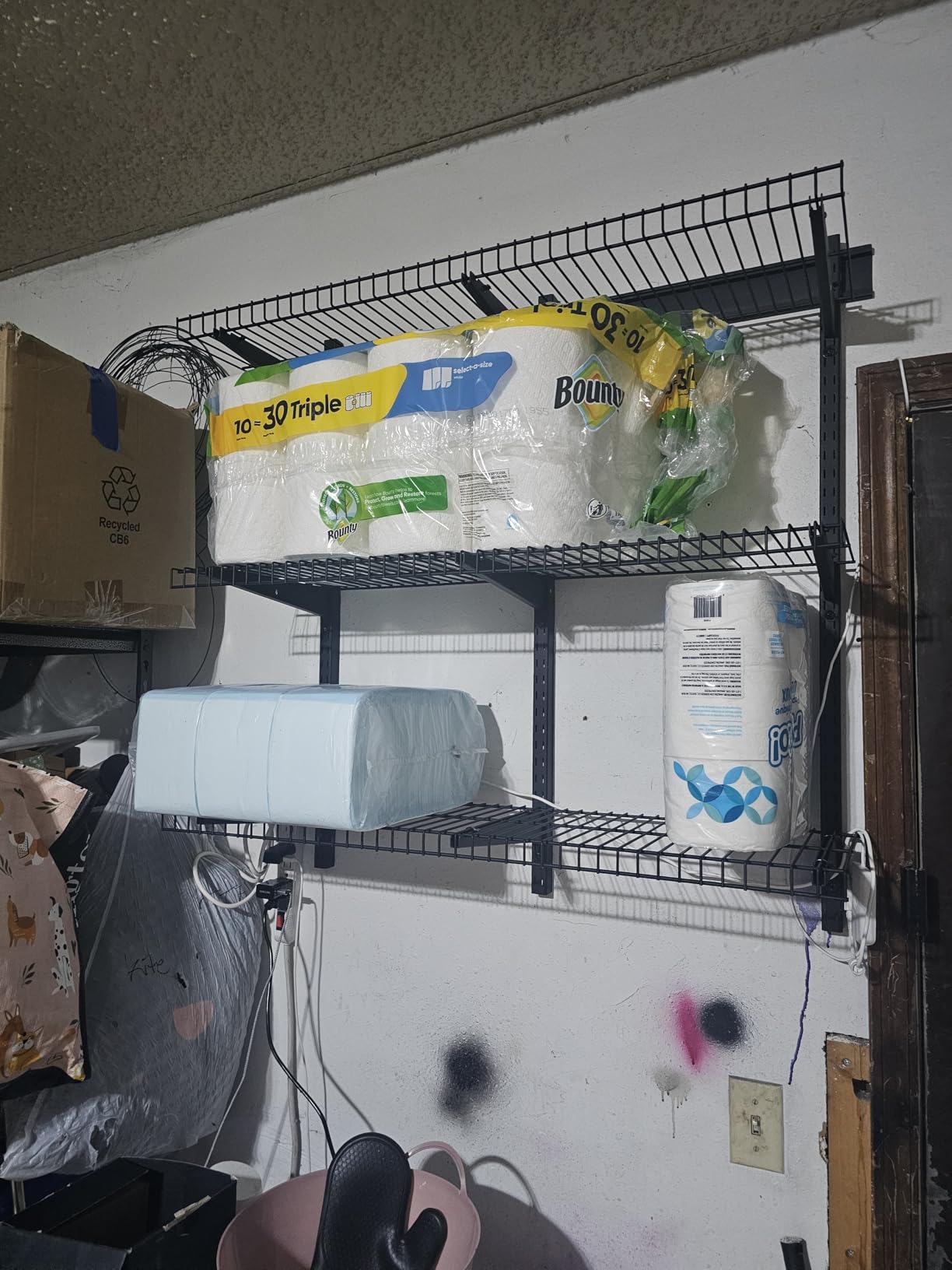 VEVOR 2-Pack Heavy Duty Garage Wall Shelving, 2 x 6 ft Steel Wall Mounted Shelving Unit with Hooks, 24 x 72 Inch Per Shelf Floating Storage Metal Rack, 1000 lbs Total Weight Capacity customer photo 1